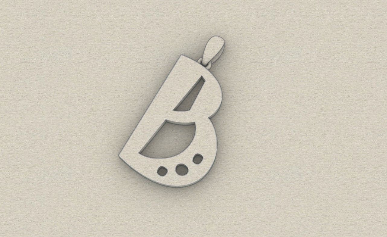 Model 874 Initial B Letter Pendant 3D print model_8