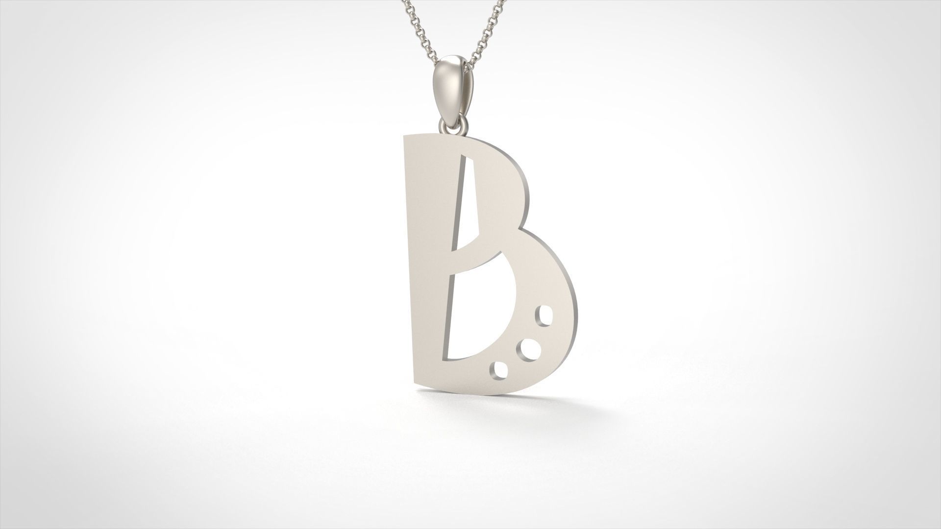 Model 874 Initial B Letter Pendant 3D print model_4