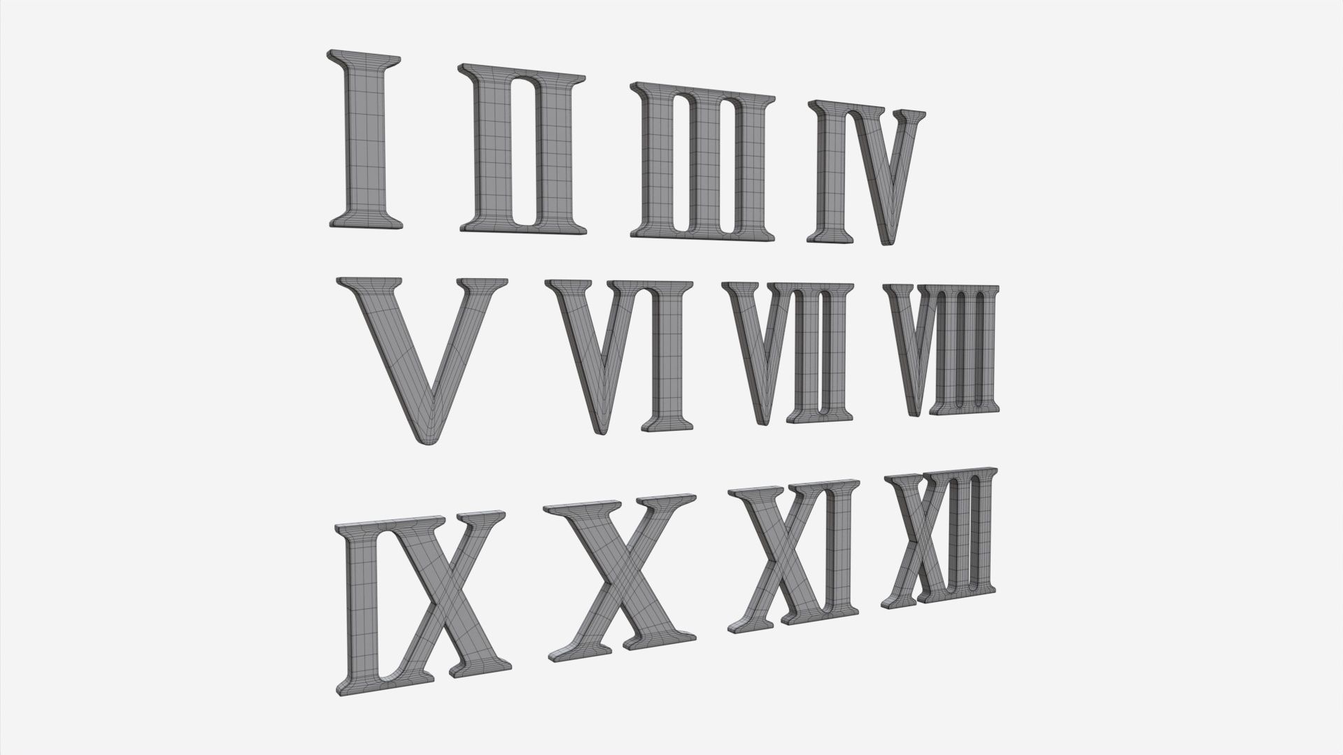 Roman numbers plastic 3D model_6