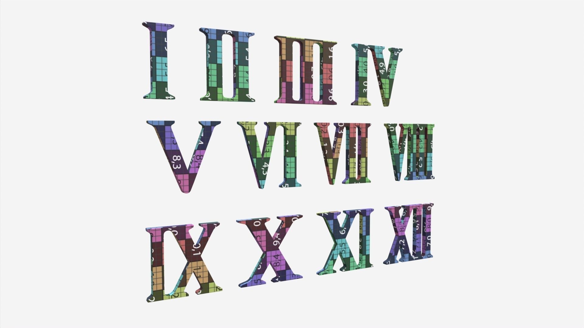 Roman numbers plastic 3D model_8