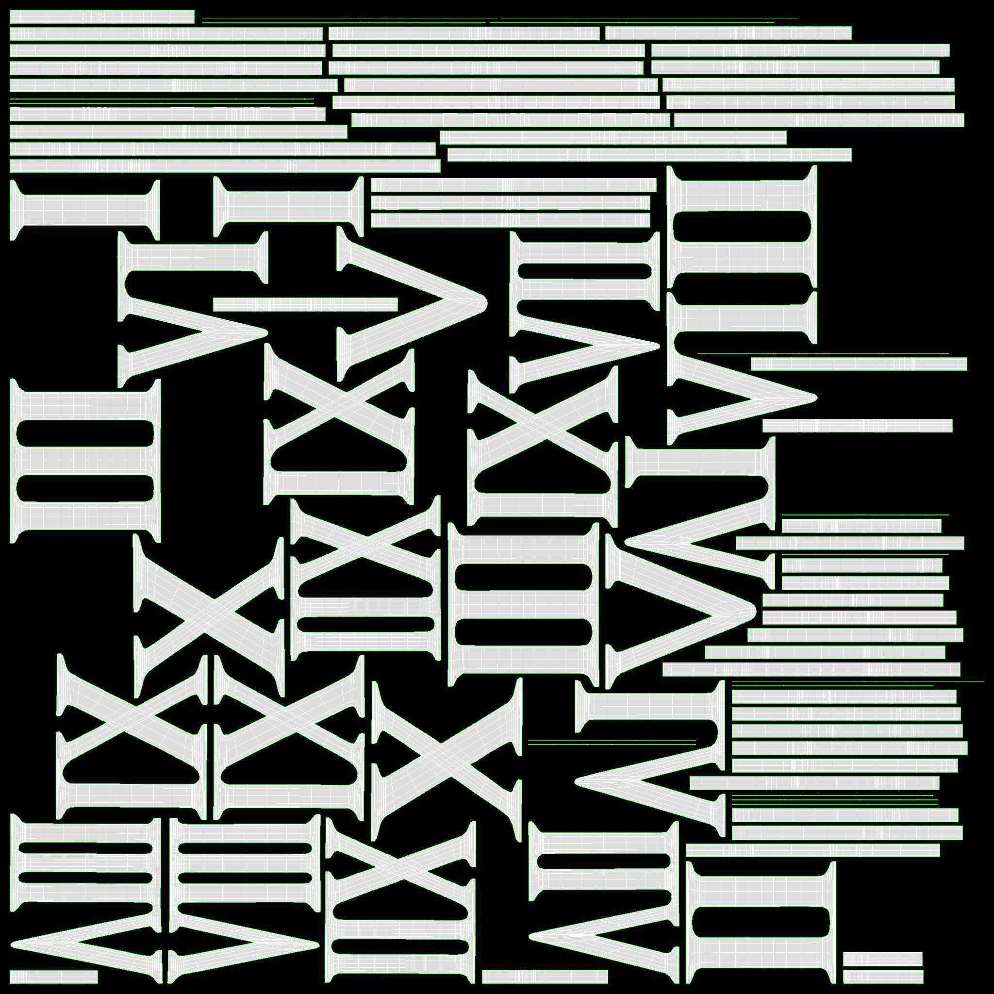 Roman numbers silver metal plastic 3D model_10