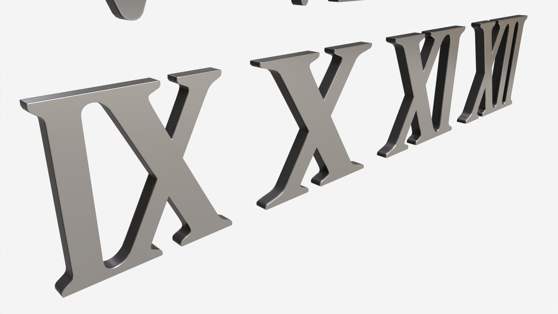 Roman numbers silver metal plastic 3D model_2