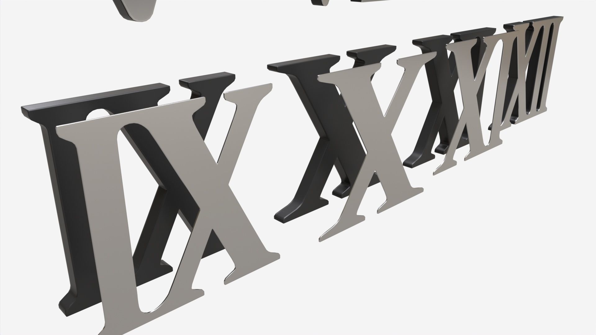 Roman numbers silver metal plastic 3D model_3
