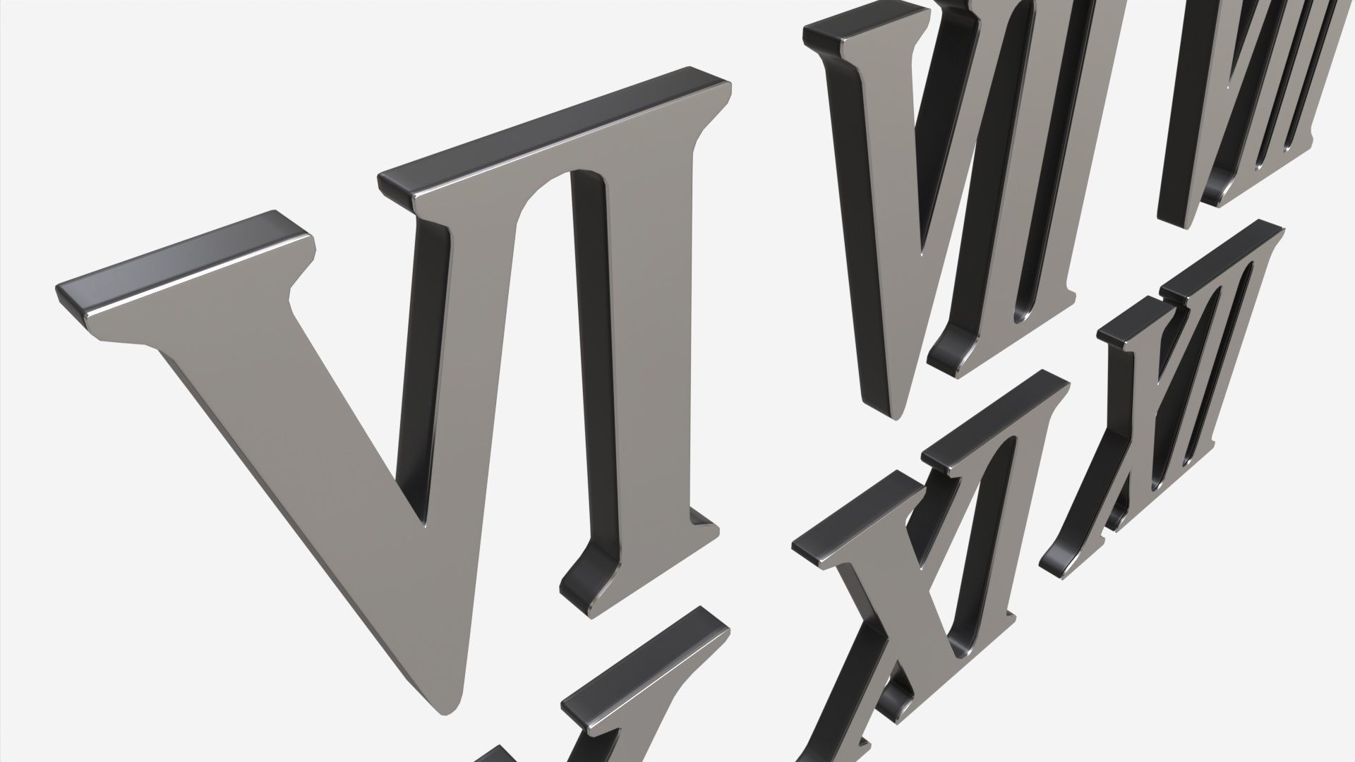 Roman numbers silver metal plastic 3D model_4