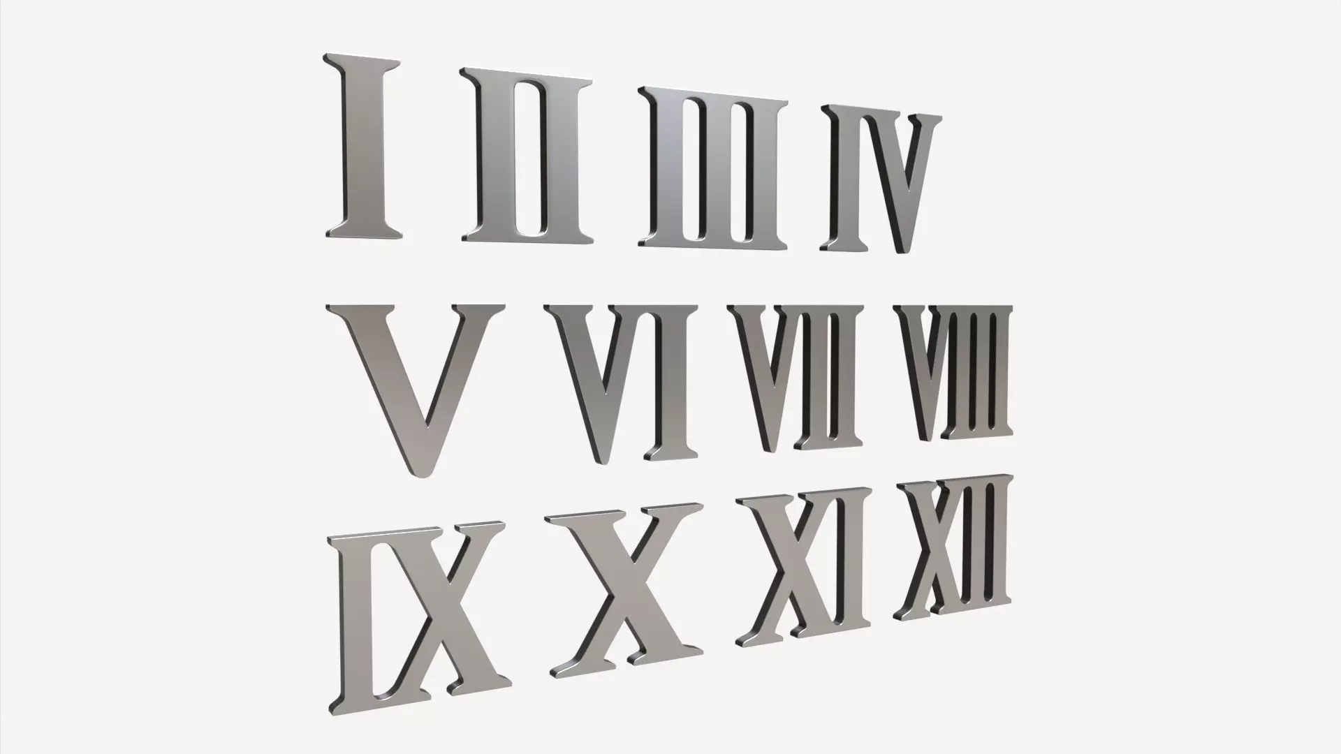 Roman numbers silver metal plastic 3D model_0