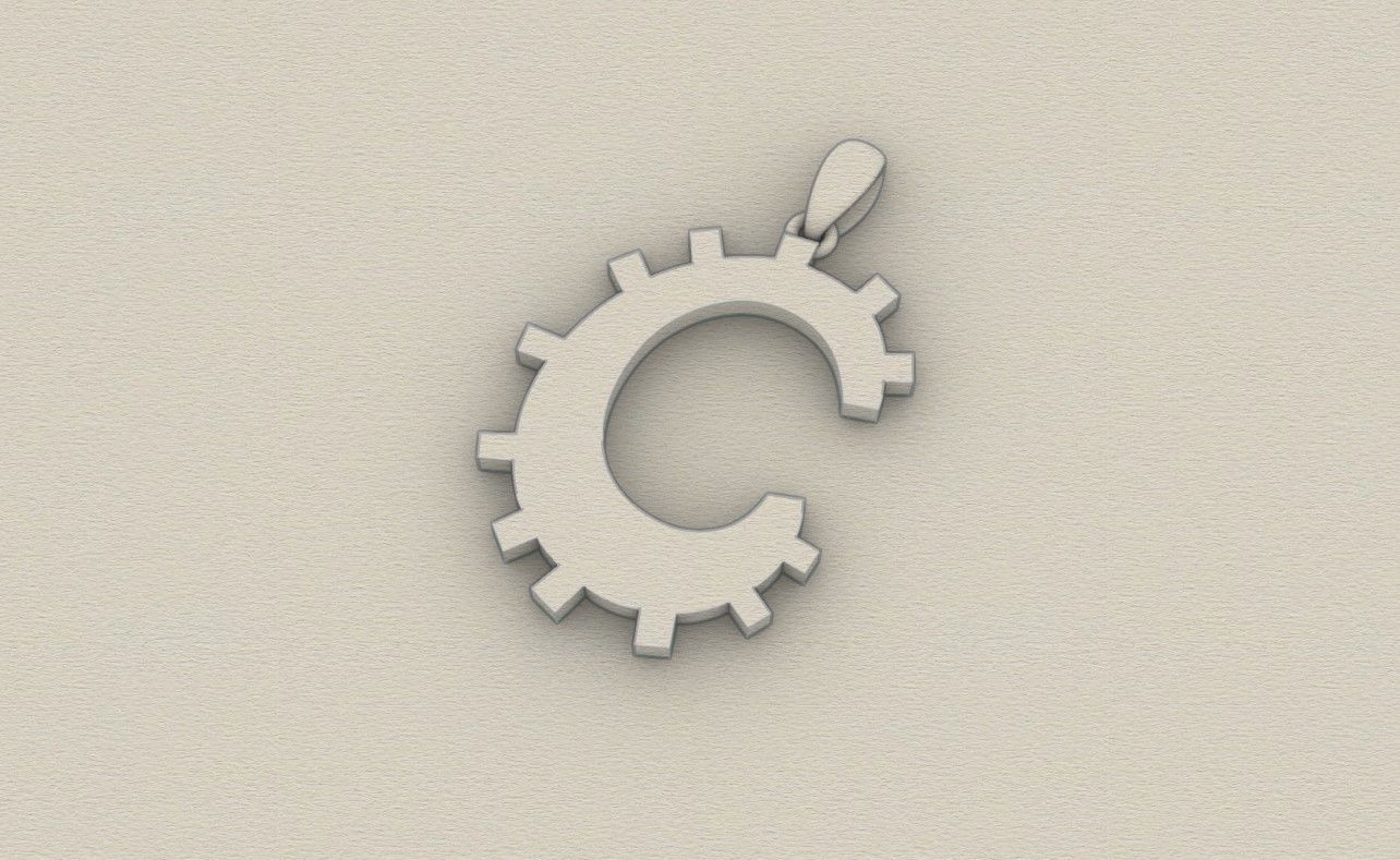 Model 875 Initial C Letter Pendant 3D print model_8