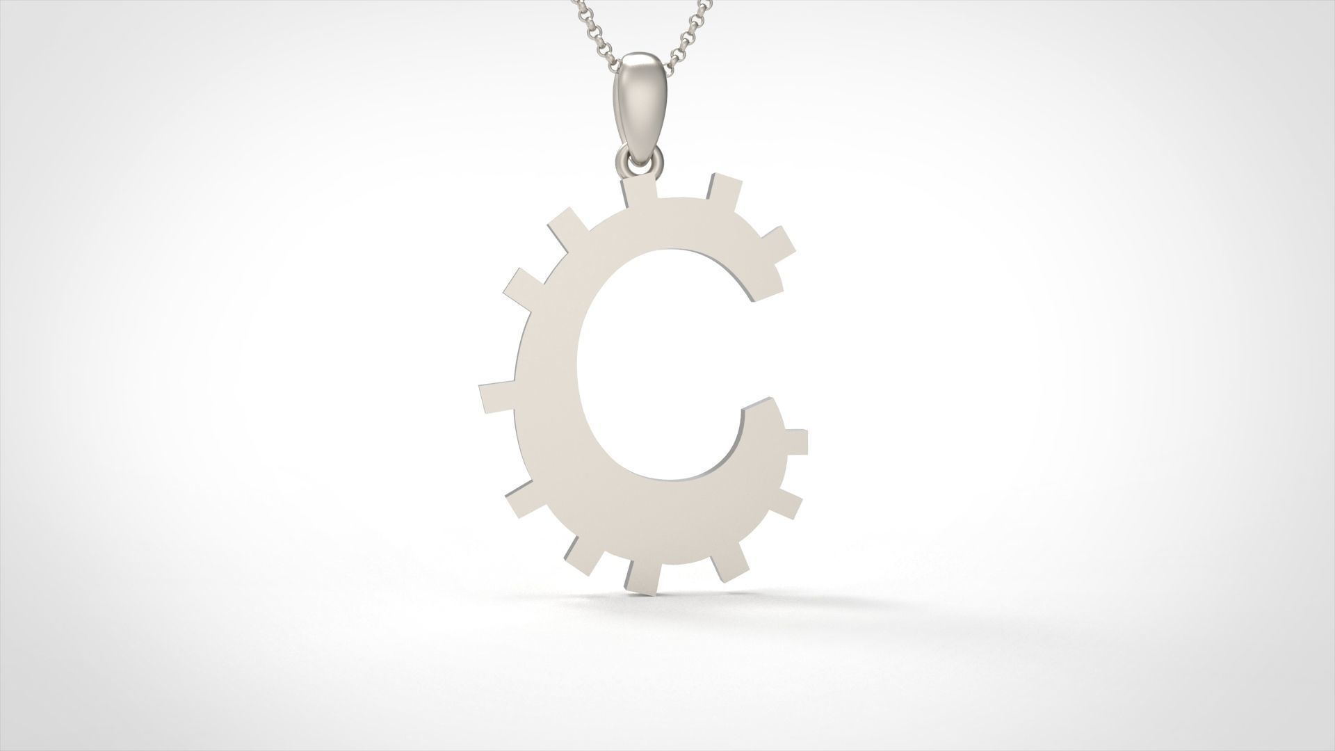 Model 875 Initial C Letter Pendant 3D print model_4