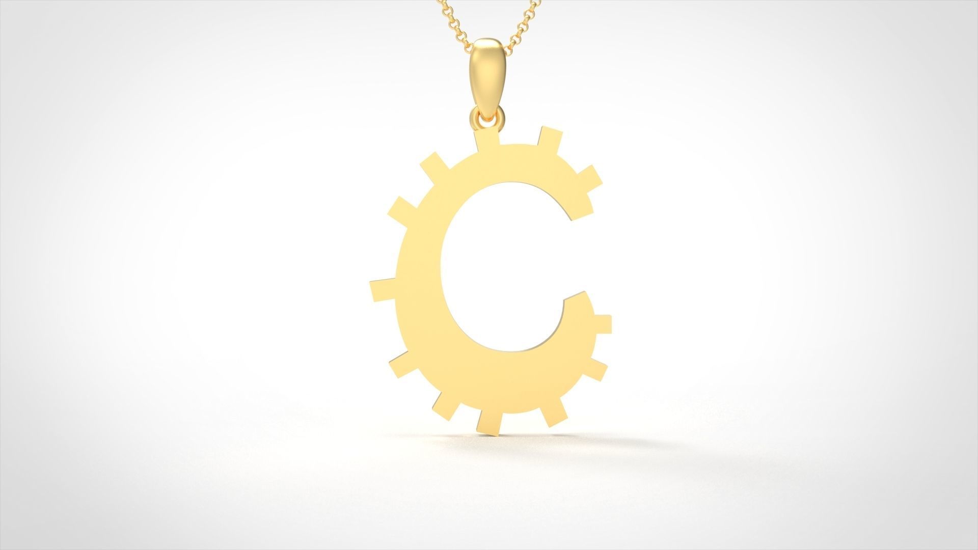 Model 875 Initial C Letter Pendant 3D print model_2