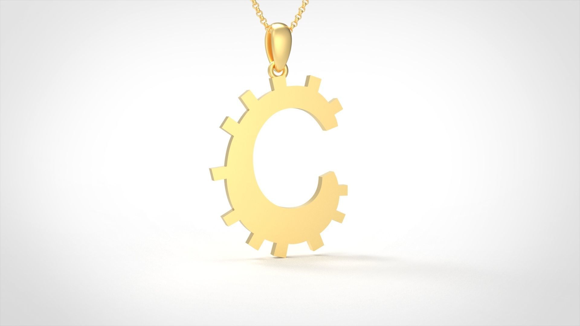 Model 875 Initial C Letter Pendant 3D print model_3