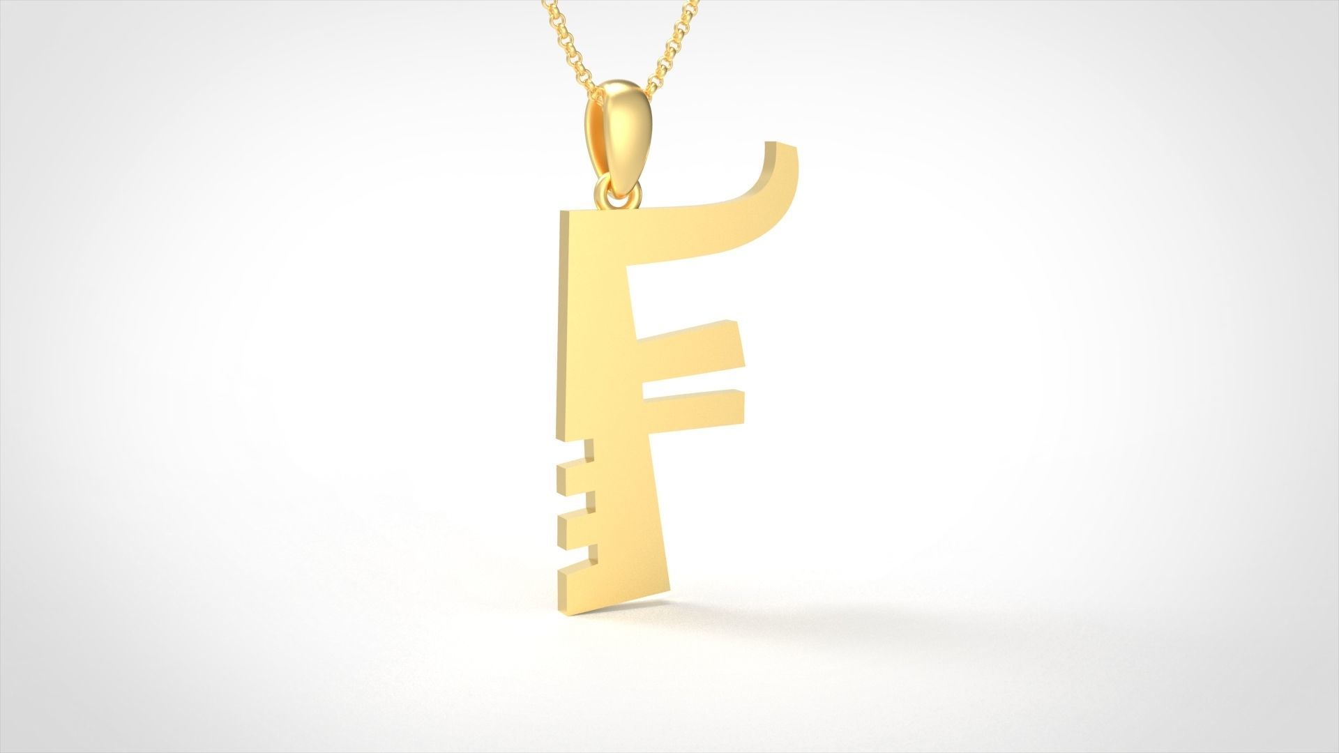 Model 878 Initial F Letter Pendant 3D print model_3