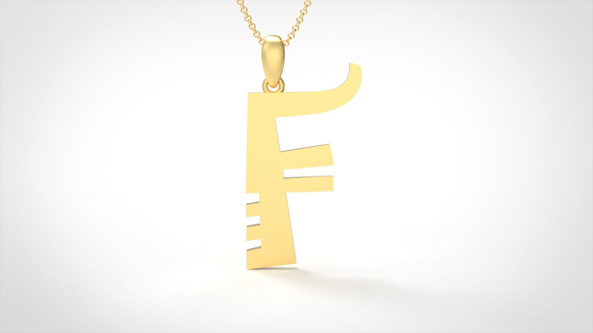 Model 878 Initial F Letter Pendant 3D print model_2
