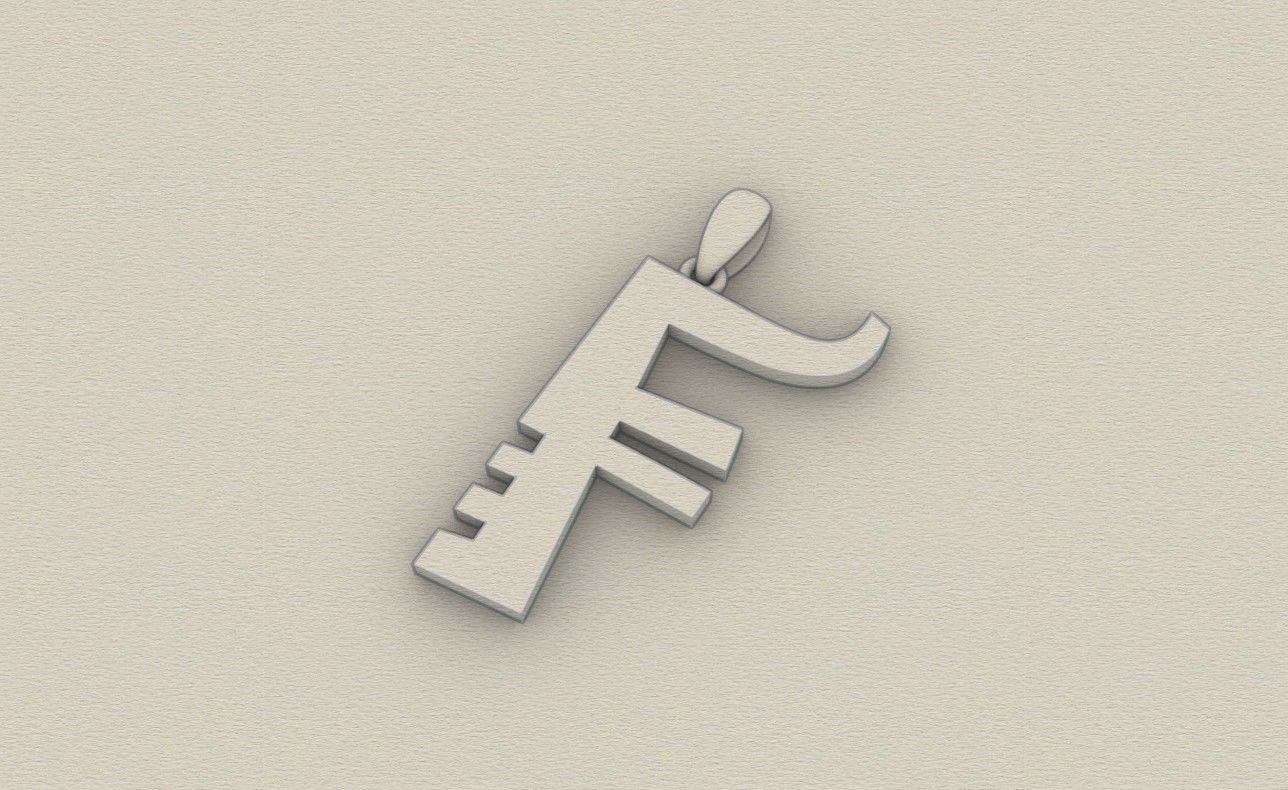 Model 878 Initial F Letter Pendant 3D print model_8