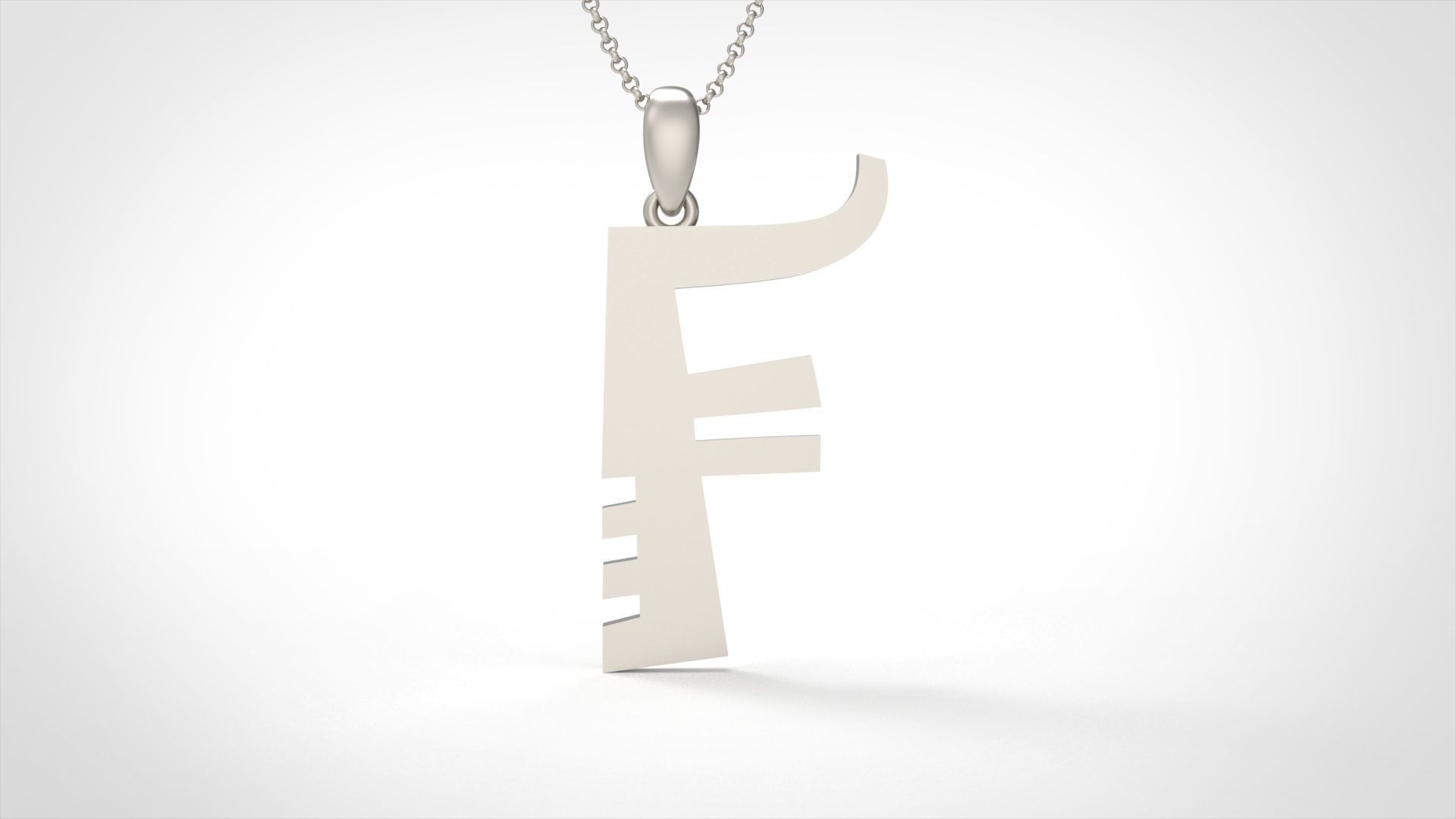 Model 878 Initial F Letter Pendant 3D print model_4