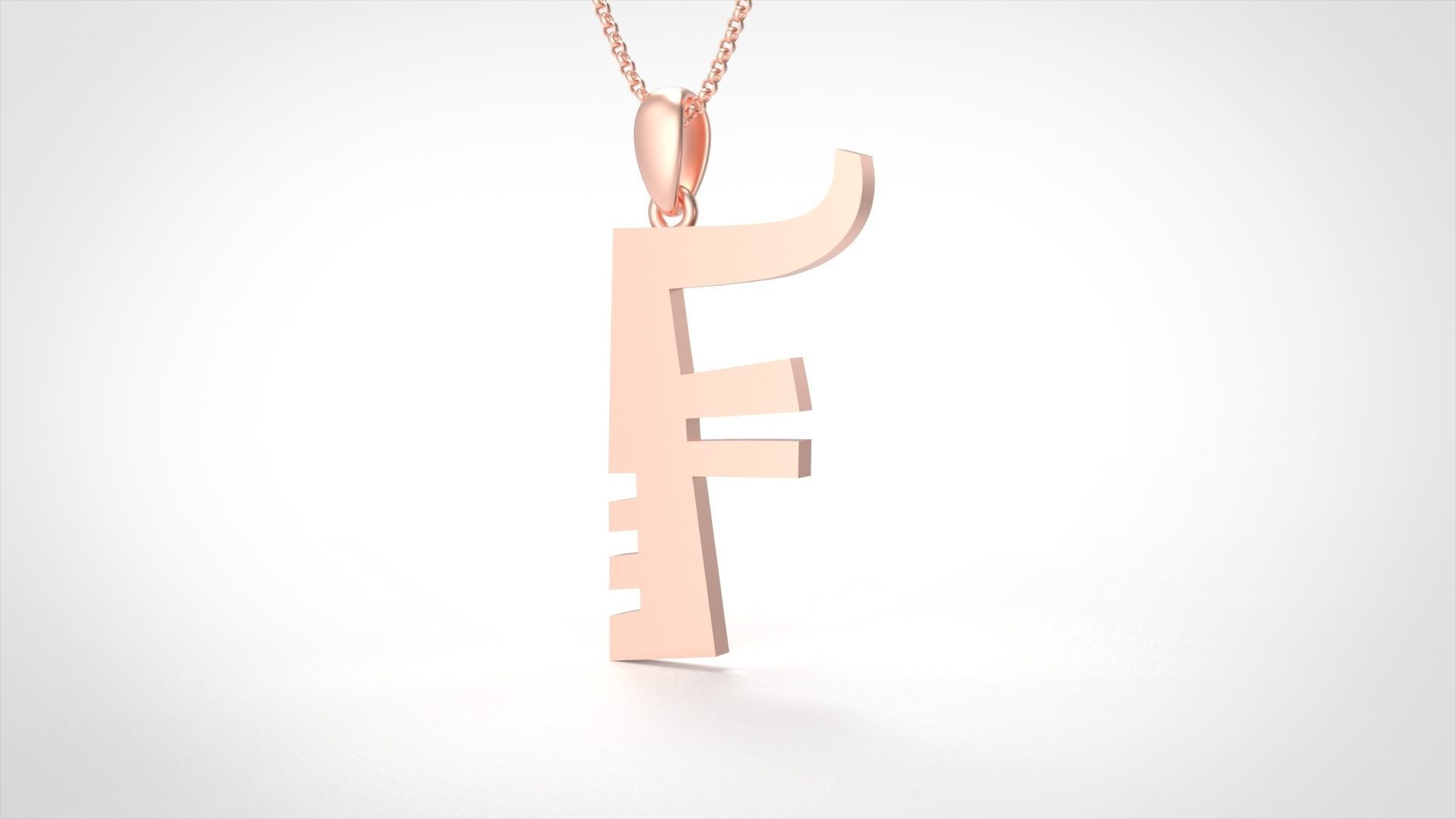 Model 878 Initial F Letter Pendant 3D print model_1
