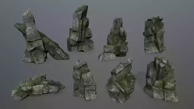 cliff rocks Low-poly 3D model