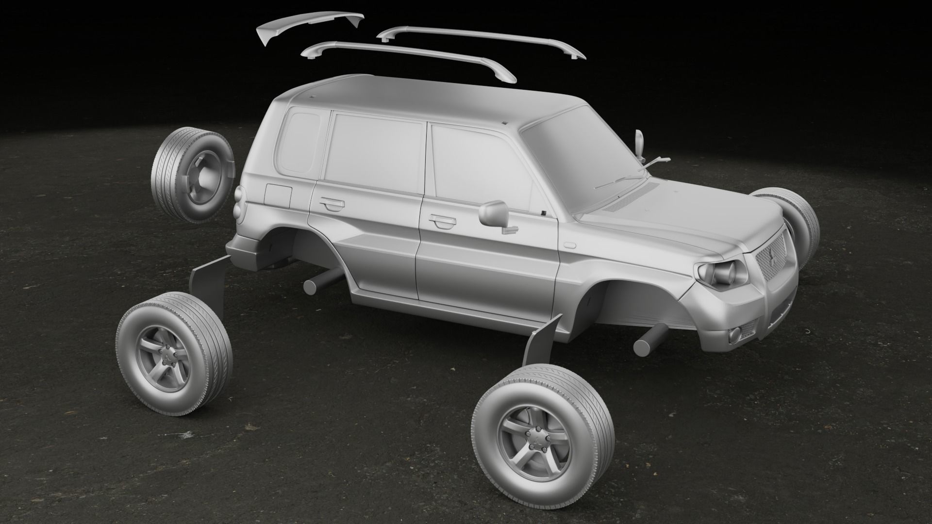 2007 Mitsubishi Pajero TR4 3 versions stl 3D printing 3D print model_12