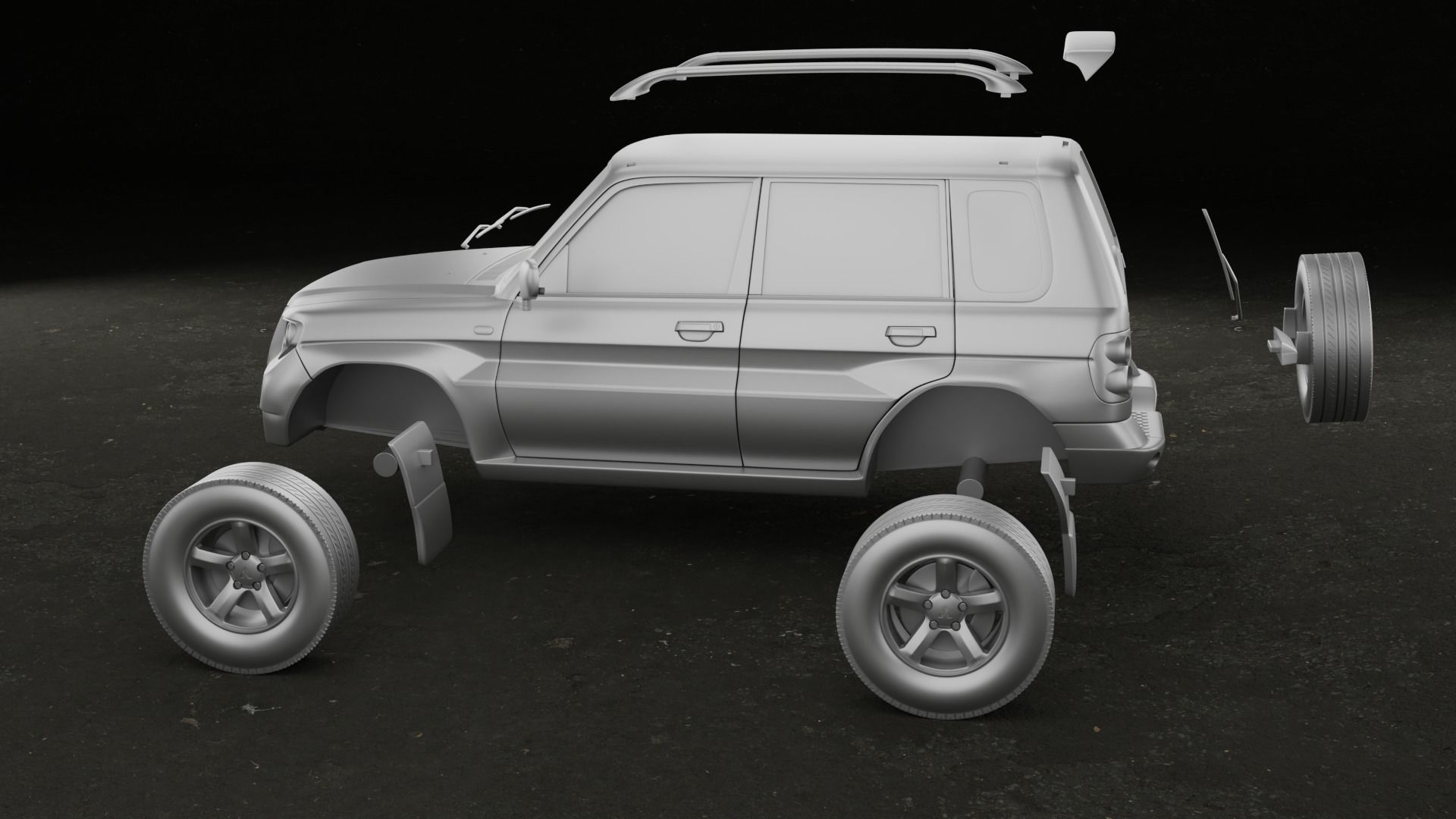 2007 Mitsubishi Pajero TR4 3 versions stl 3D printing 3D print model_13
