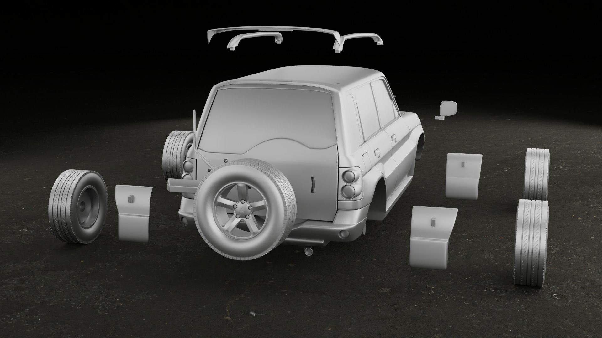 2007 Mitsubishi Pajero TR4 3 versions stl 3D printing 3D print model_11