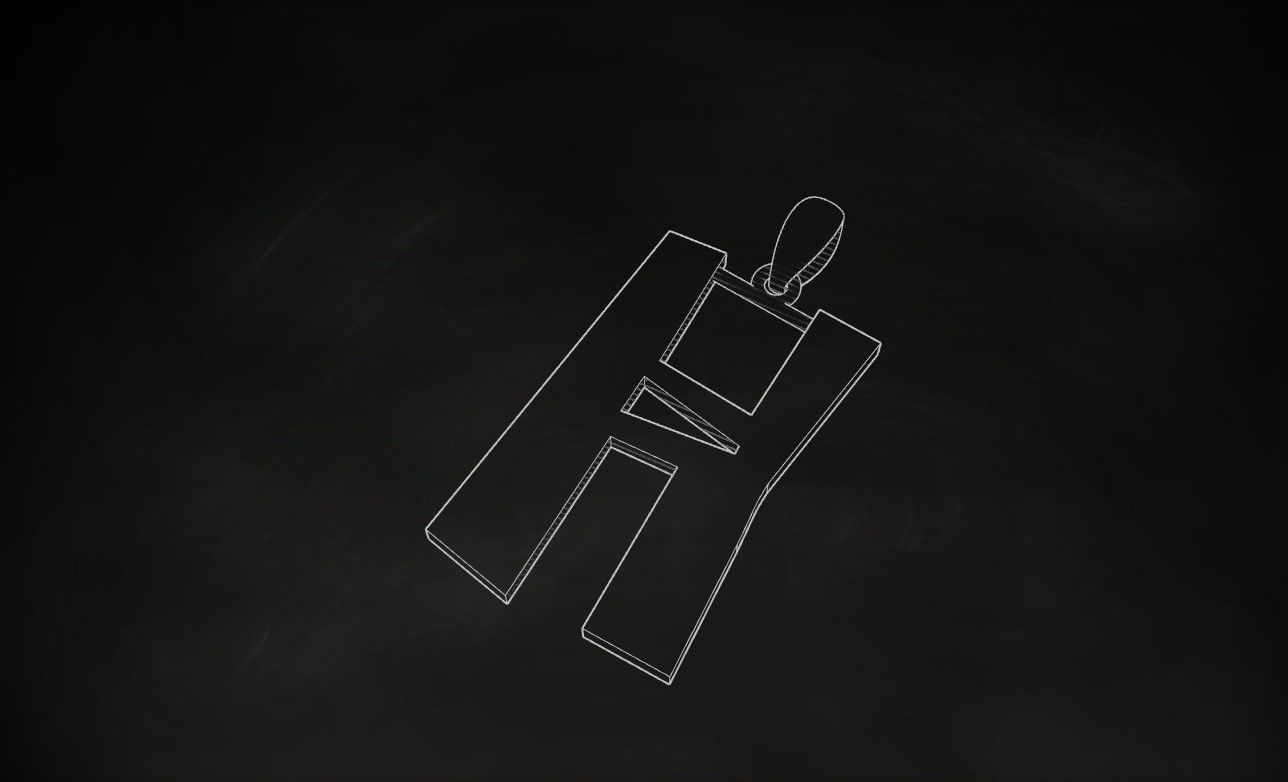 Model 880 Initial H Letter Pendant 3D print model_9