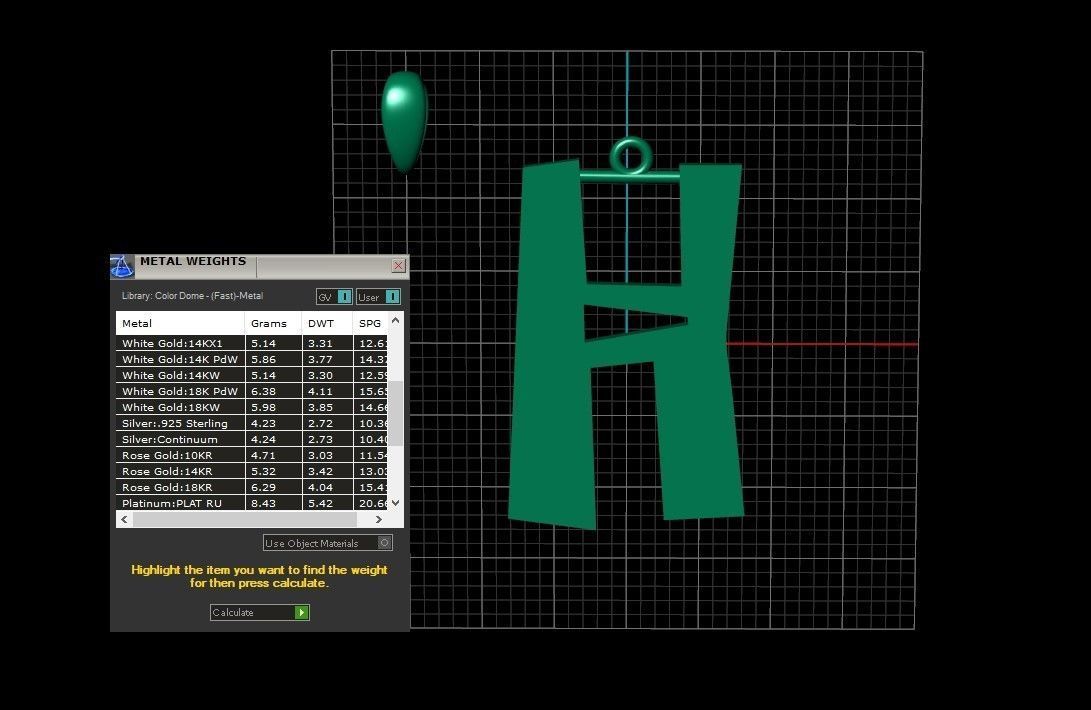 Model 880 Initial H Letter Pendant 3D print model_11