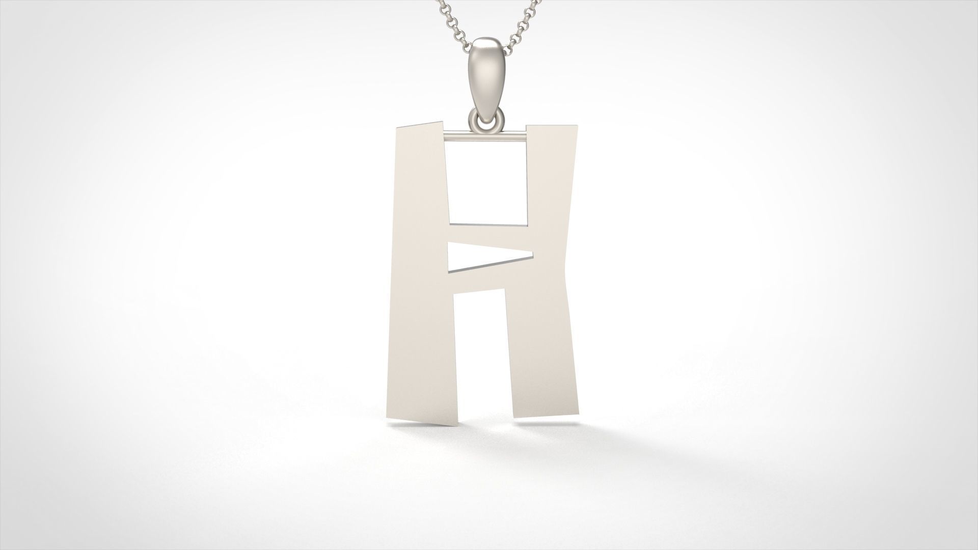 Model 880 Initial H Letter Pendant 3D print model_3