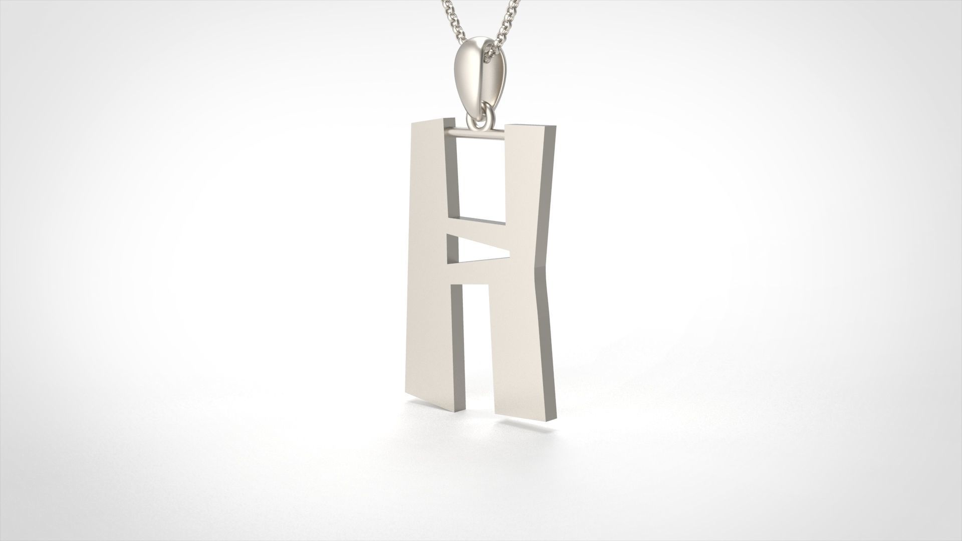 Model 880 Initial H Letter Pendant 3D print model_4