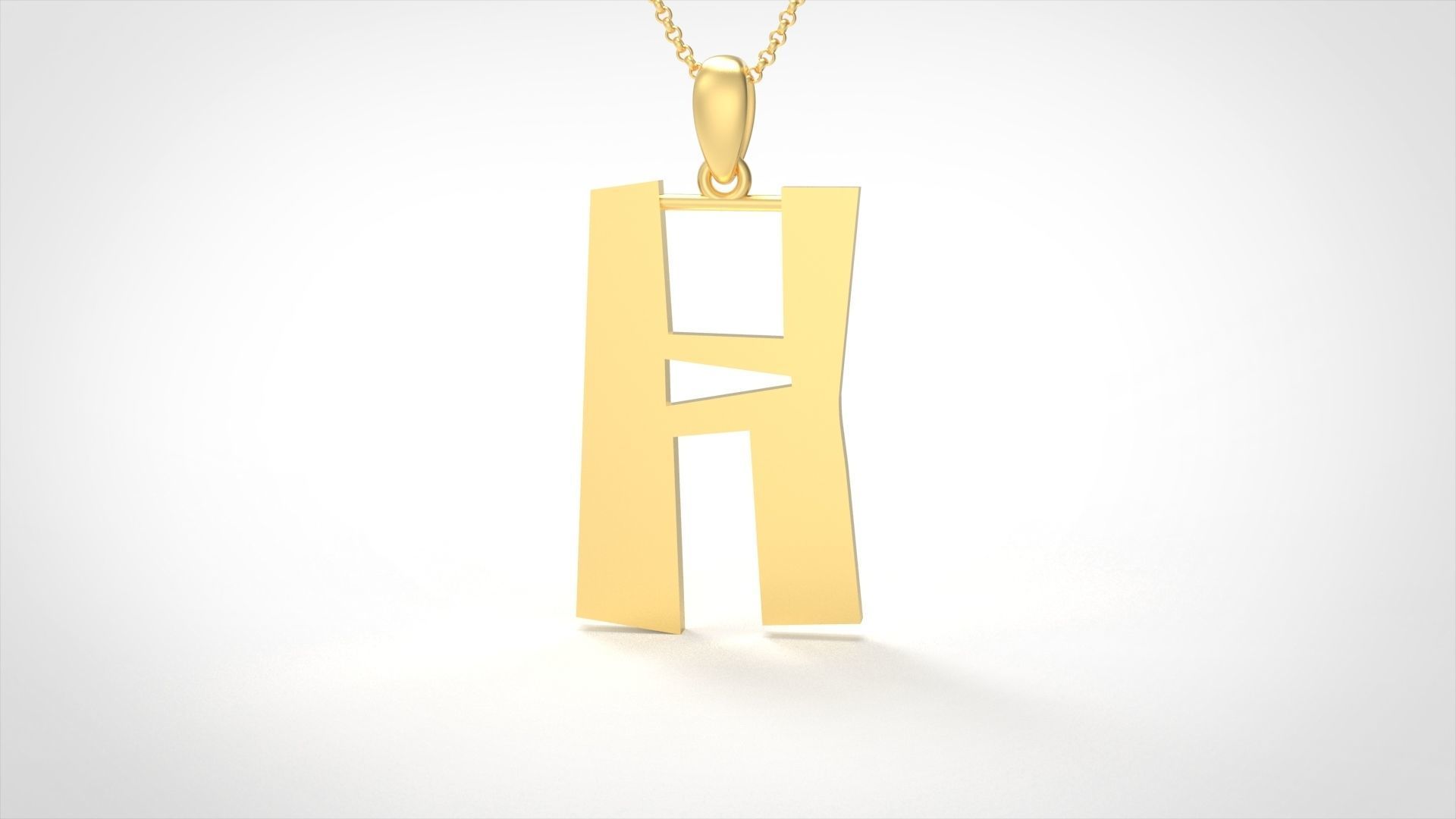 Model 880 Initial H Letter Pendant 3D print model_2