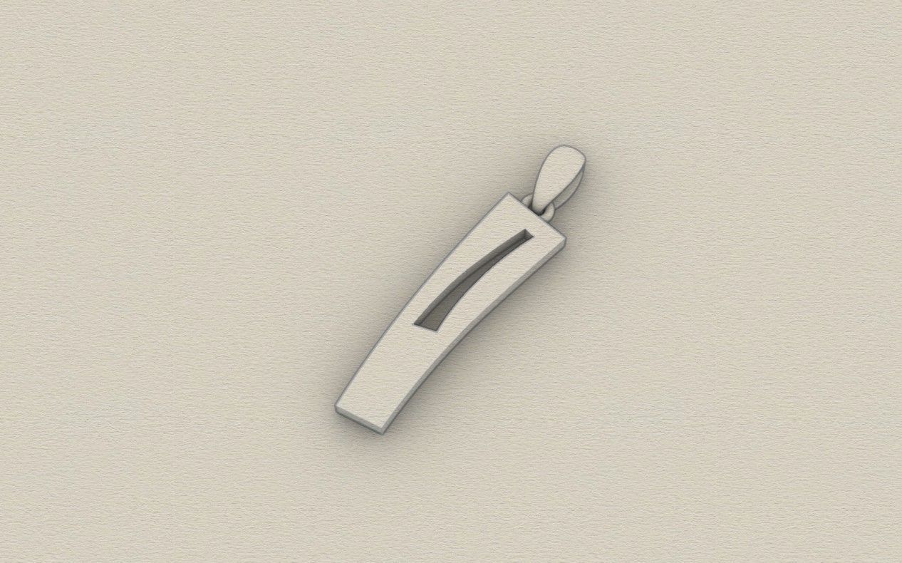 Model 881 Initial I Letter Pendant 3D print model_8