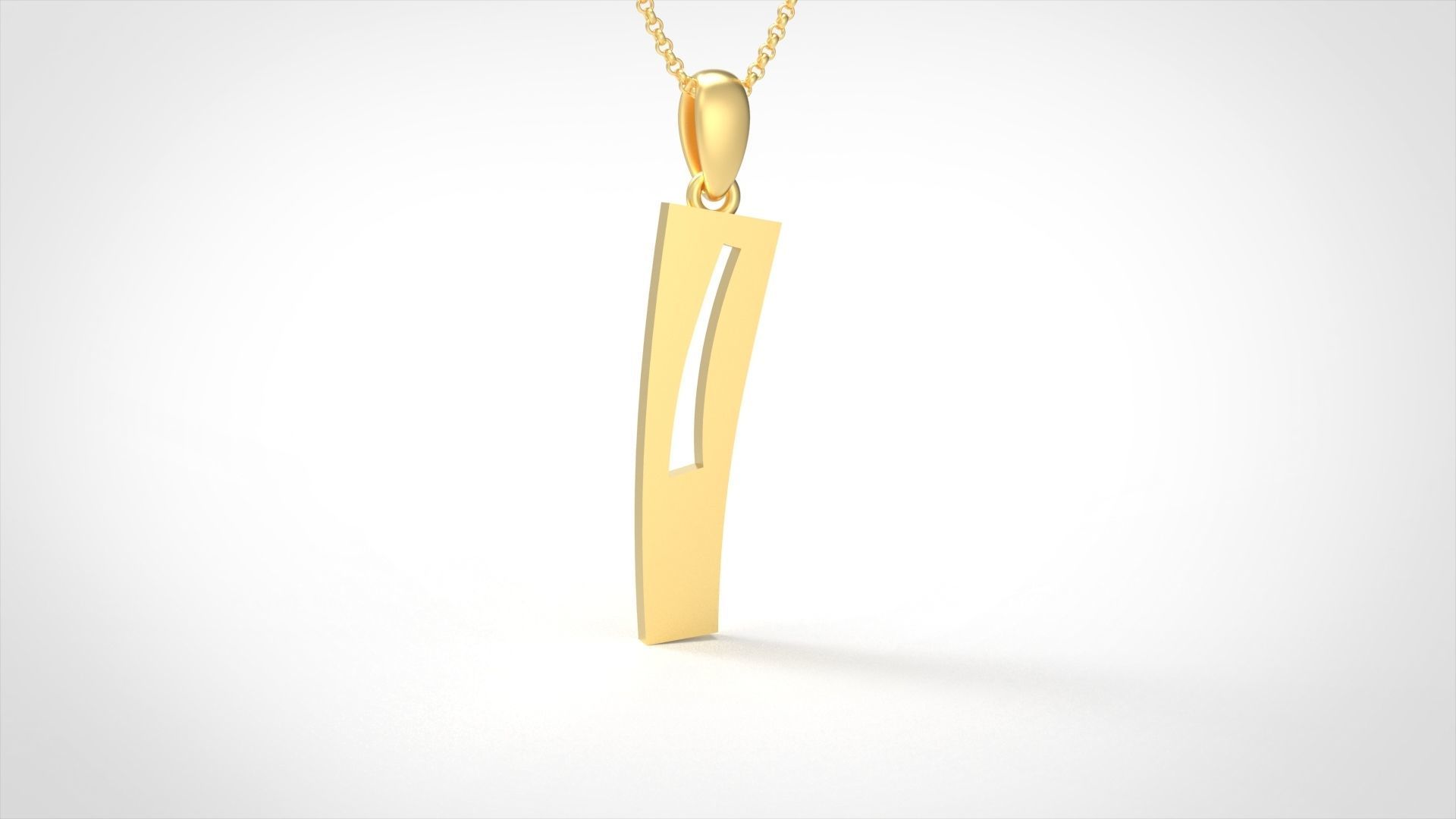 Model 881 Initial I Letter Pendant 3D print model_3
