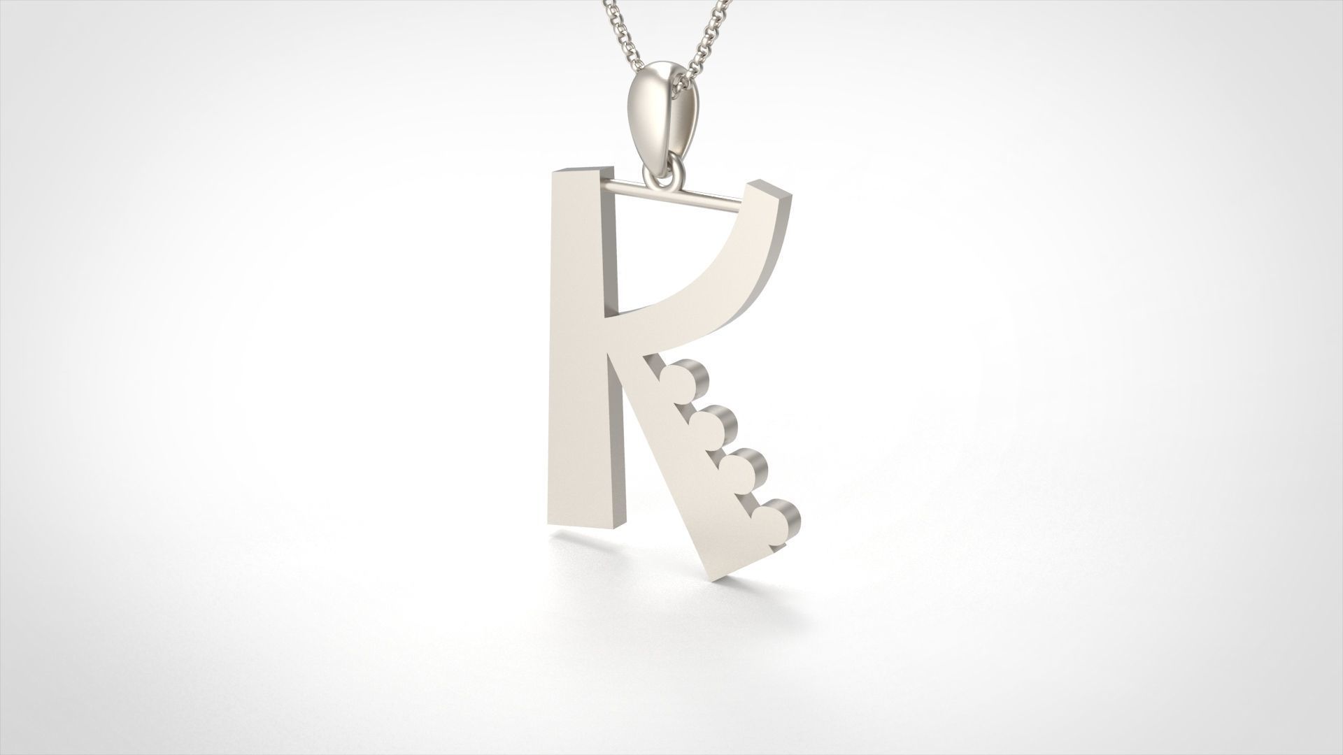 Model 883 Initial K Letter Pendant 3D print model_4