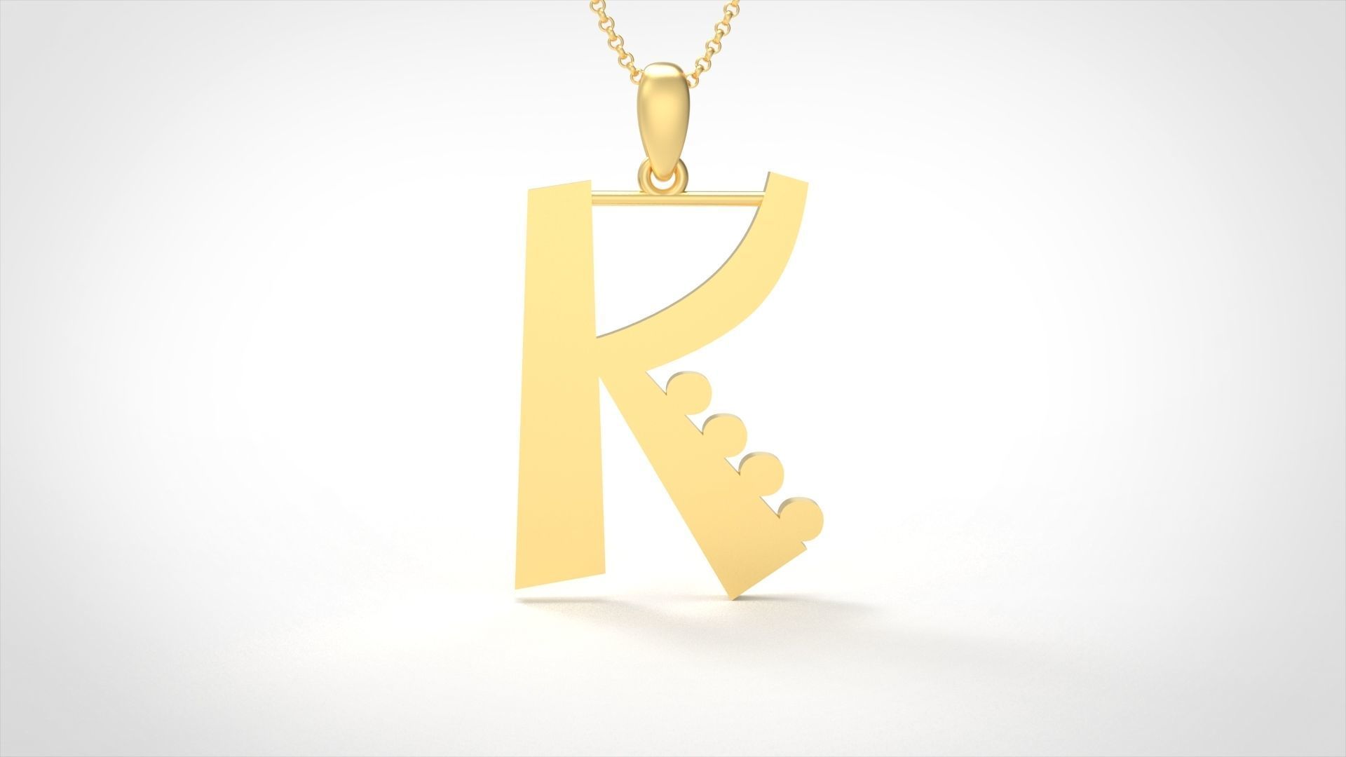 Model 883 Initial K Letter Pendant 3D print model_2