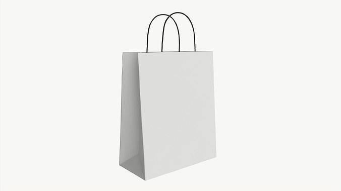 White paper bag with handles 03 3D model