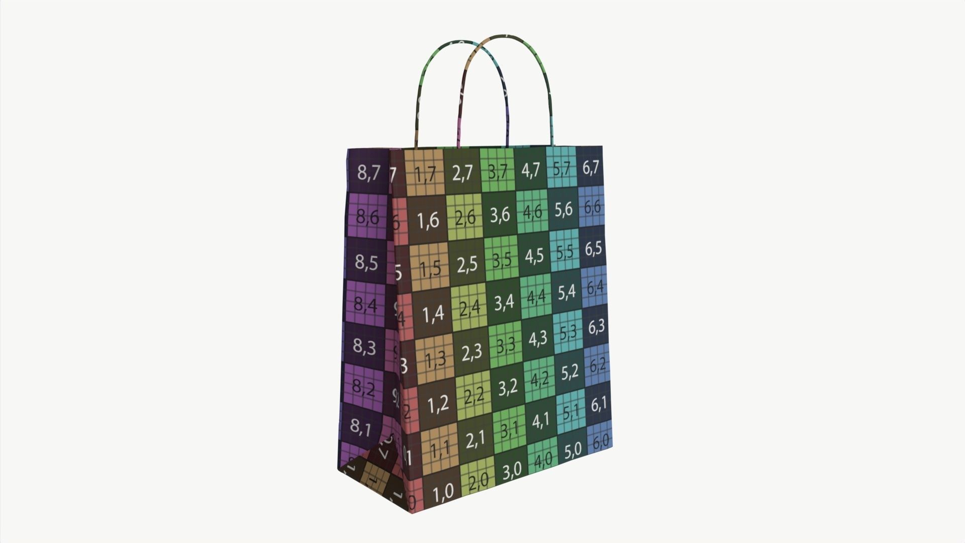 White paper bag with handles 03 3D model_7