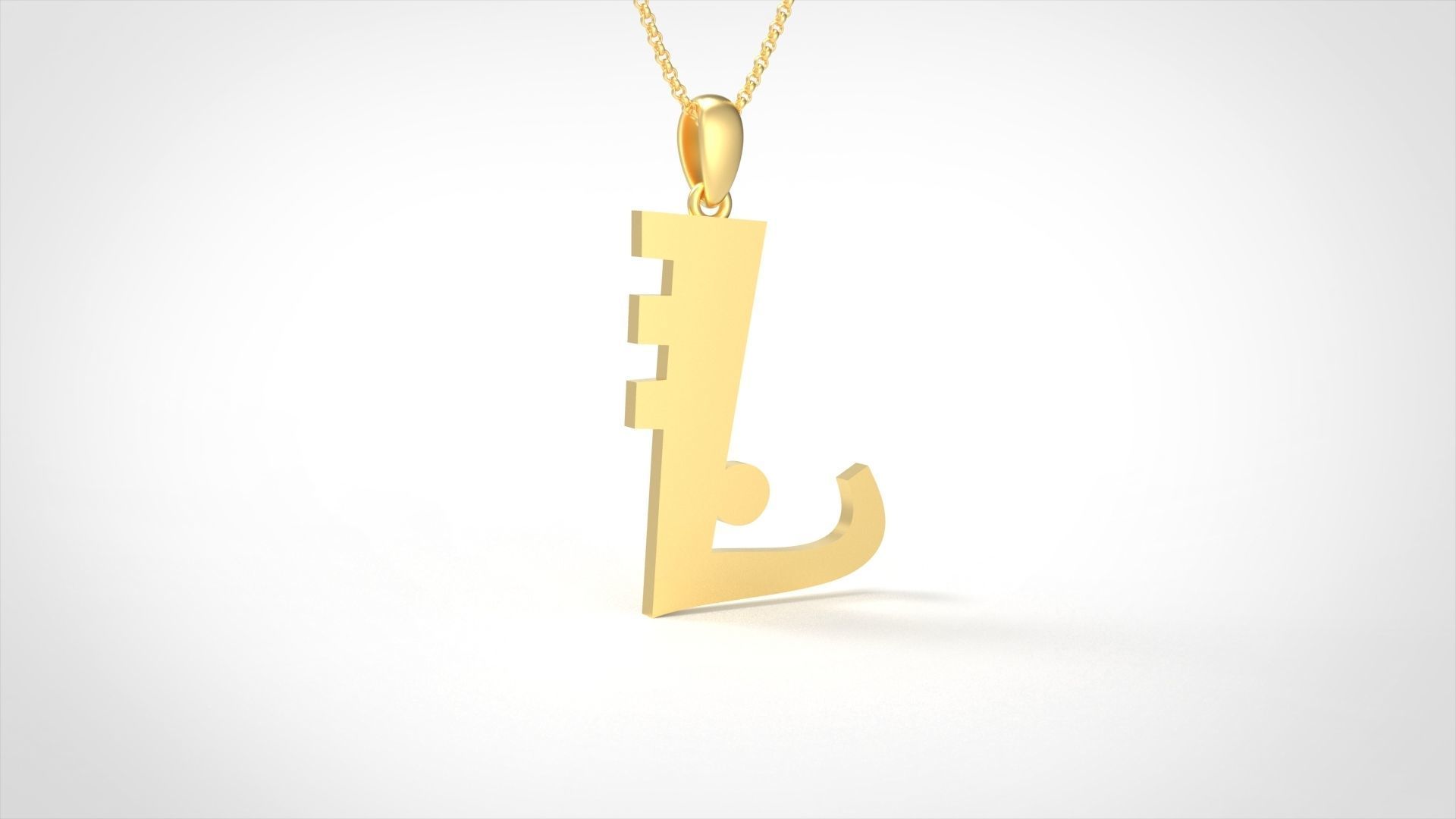 Model 884 Initial L Letter Pendant 3D print model_3