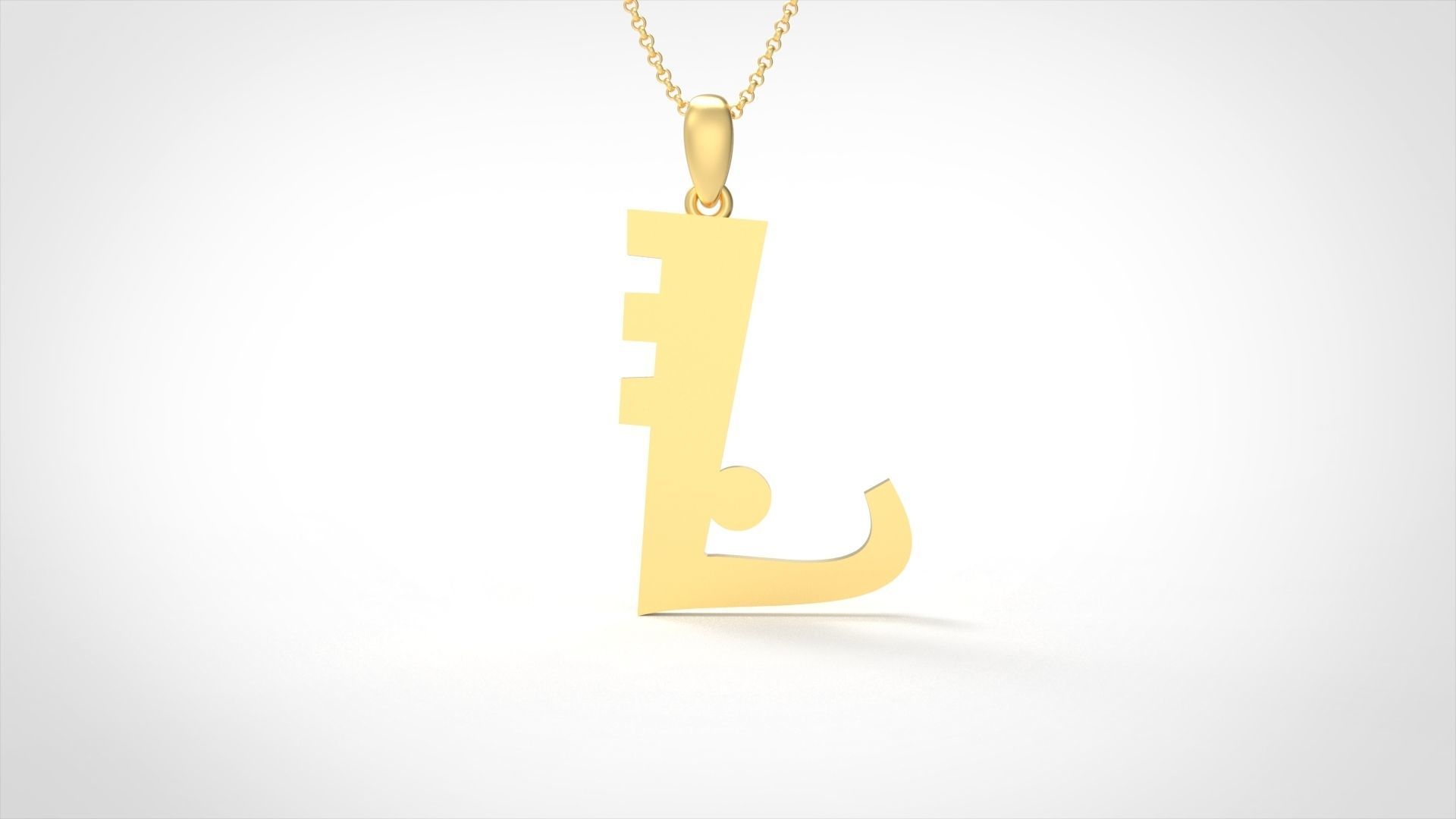 Model 884 Initial L Letter Pendant 3D print model_2