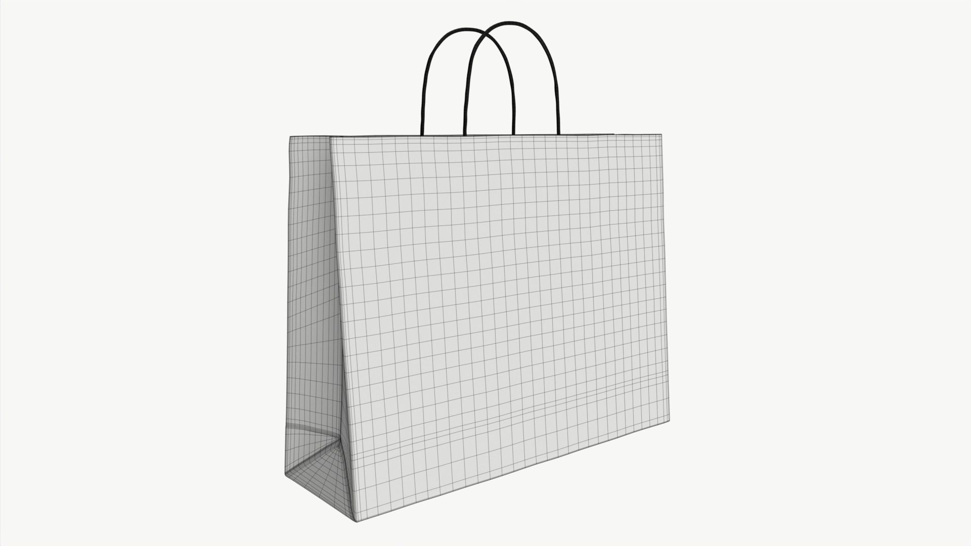 White paper bag with handles 04 3D model_6