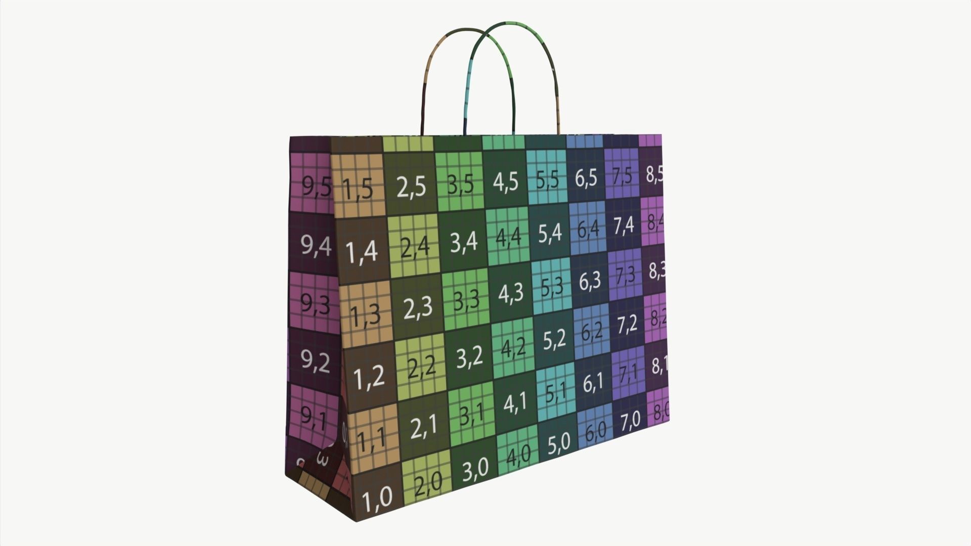 White paper bag with handles 04 3D model_7