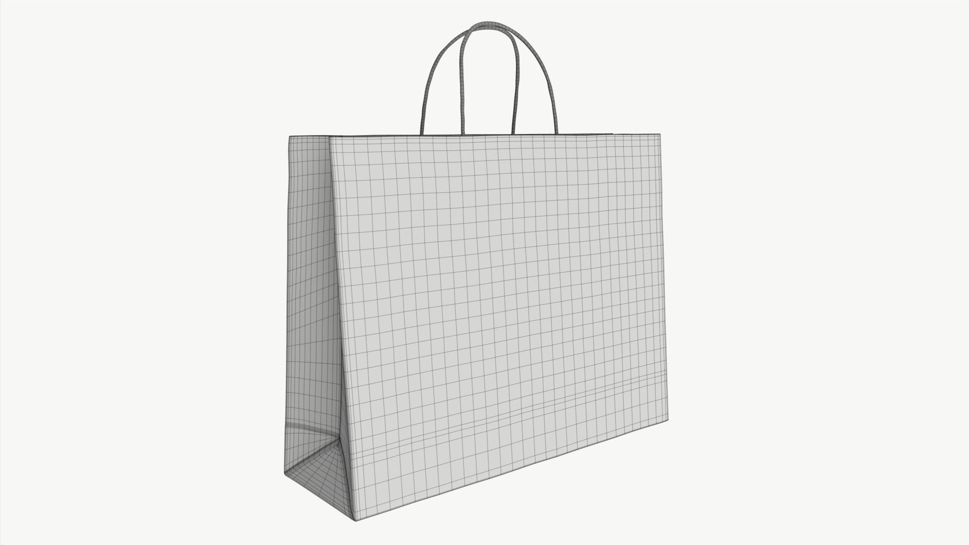 White paper bag with handles 05 3D model_6