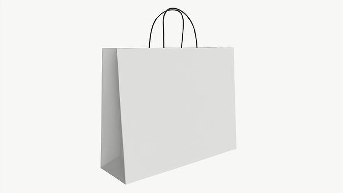 White paper bag with handles 05 3D model