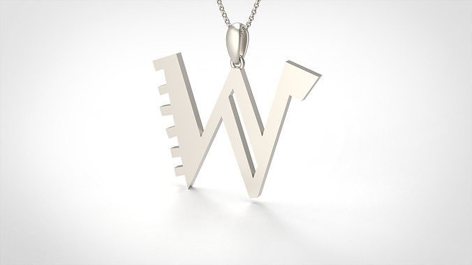 Model 896 Initial W Letter Pendant 3D print model