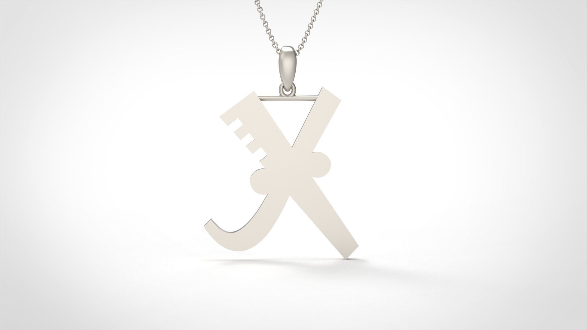 Model 897 Initial X Letter Pendant 3D print model_3