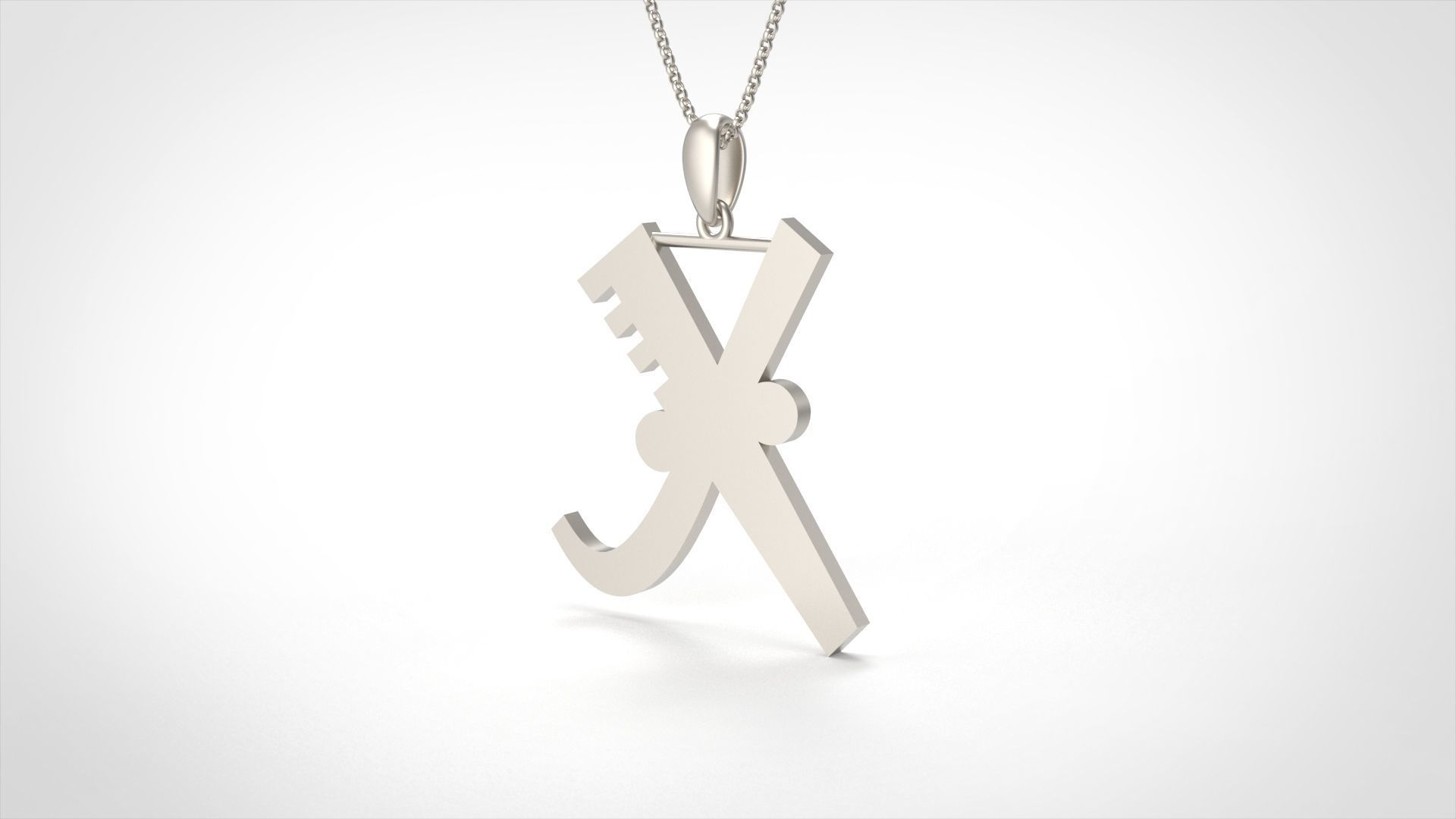 Model 897 Initial X Letter Pendant 3D print model_4