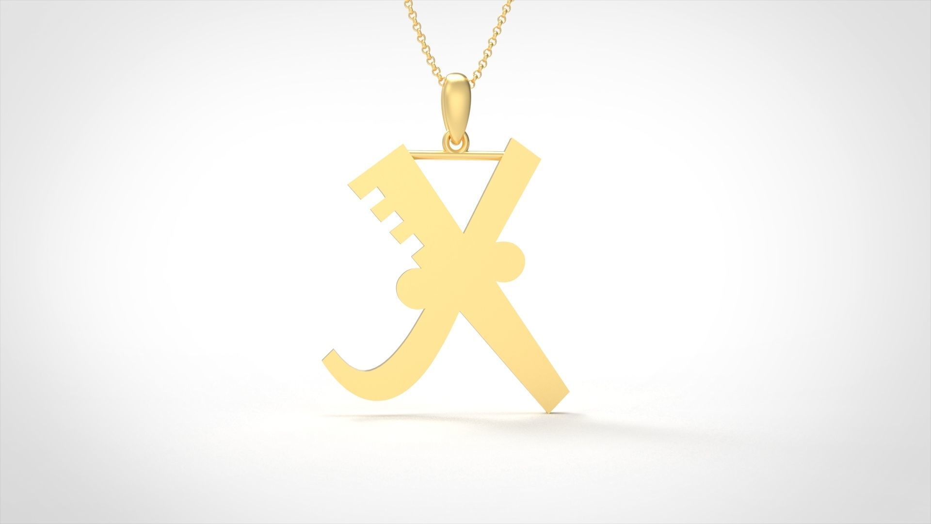 Model 897 Initial X Letter Pendant 3D print model_1
