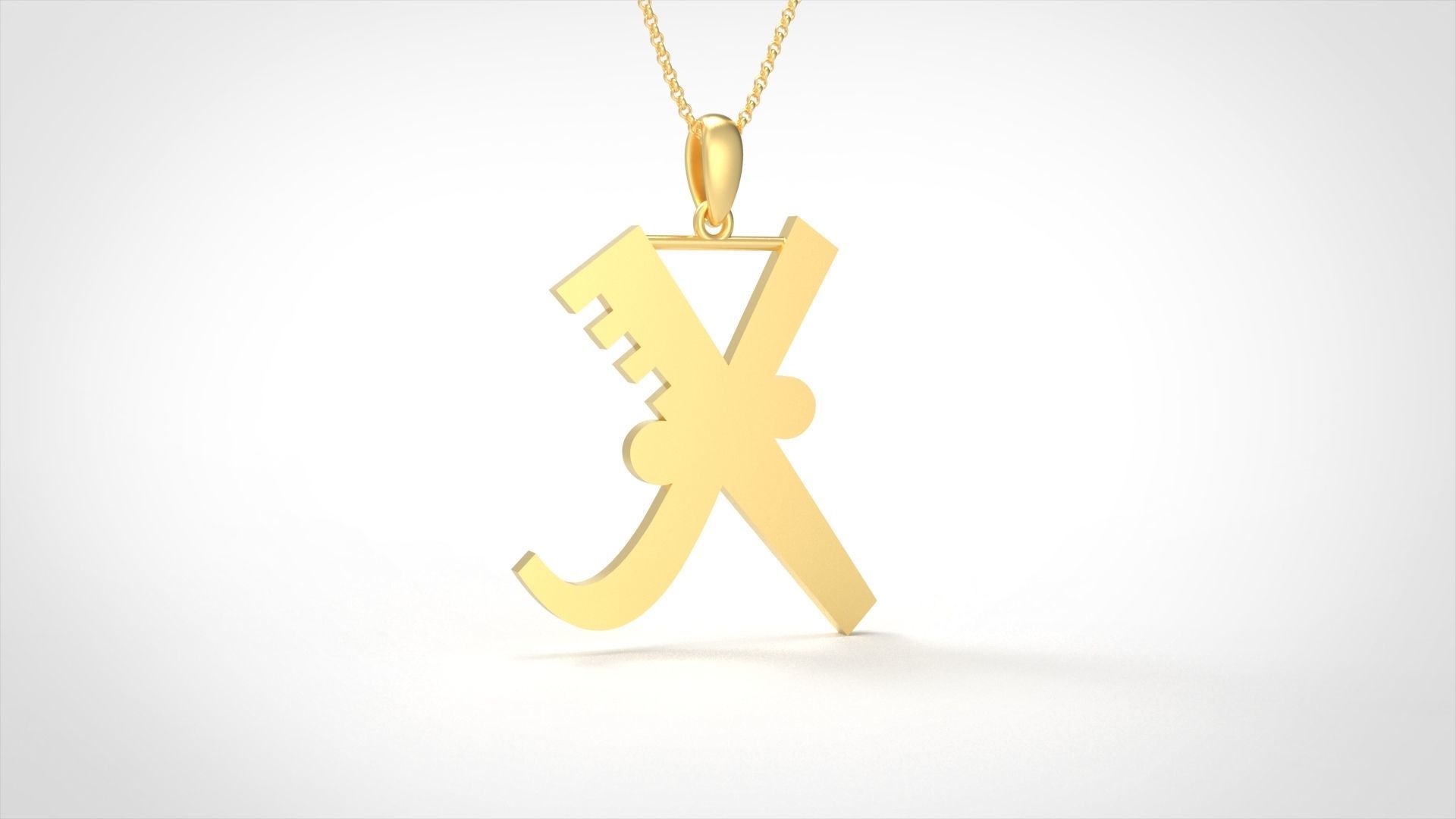 Model 897 Initial X Letter Pendant 3D print model_2