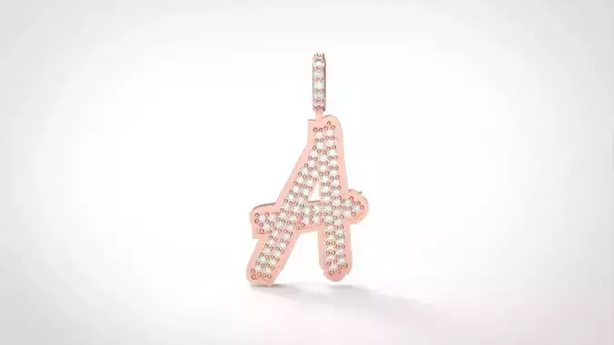 Model 821 Initial A Diamond Letter Pendant 3D print model