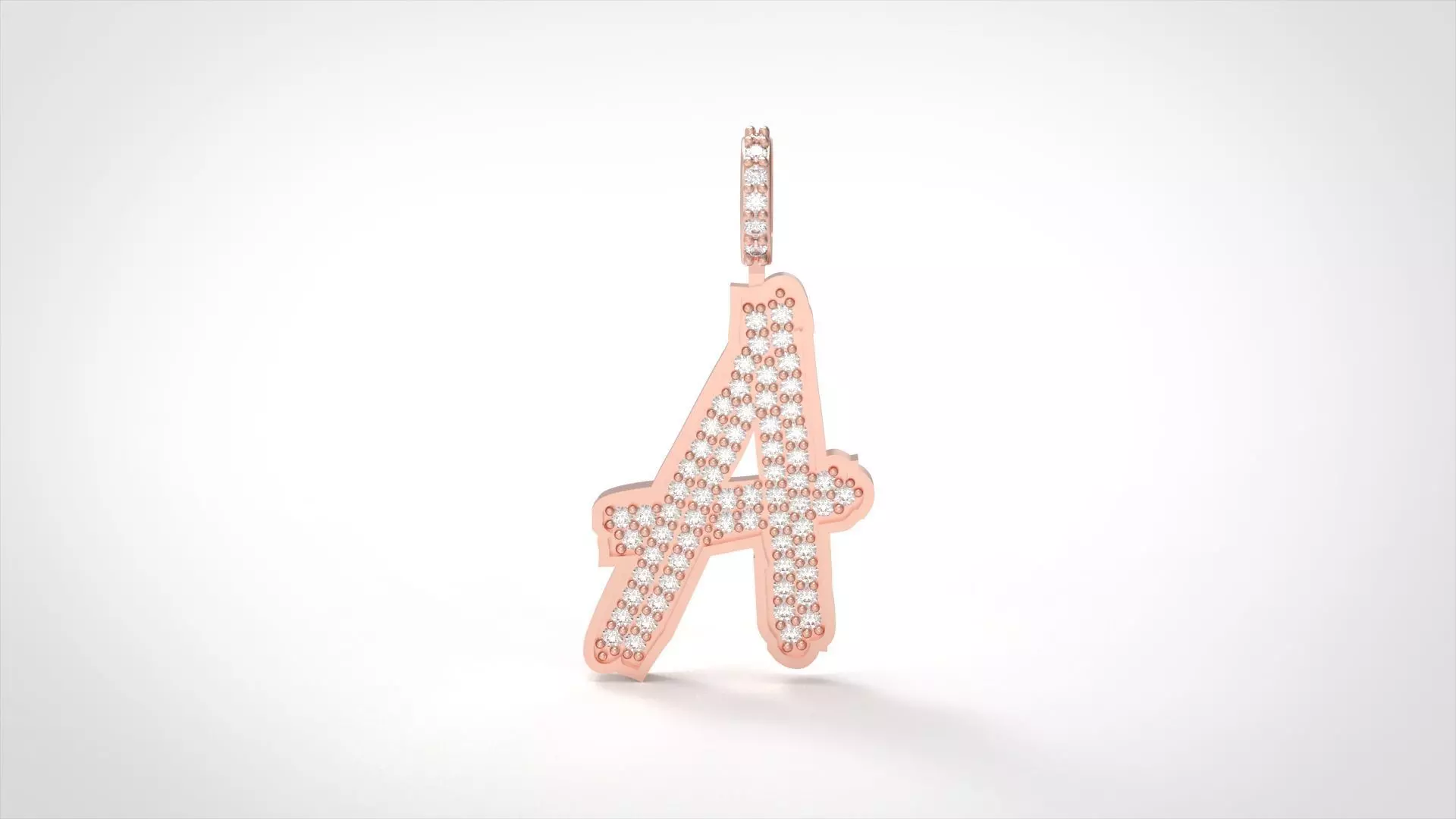 Model 821 Initial A Diamond Letter Pendant 3D print model_0
