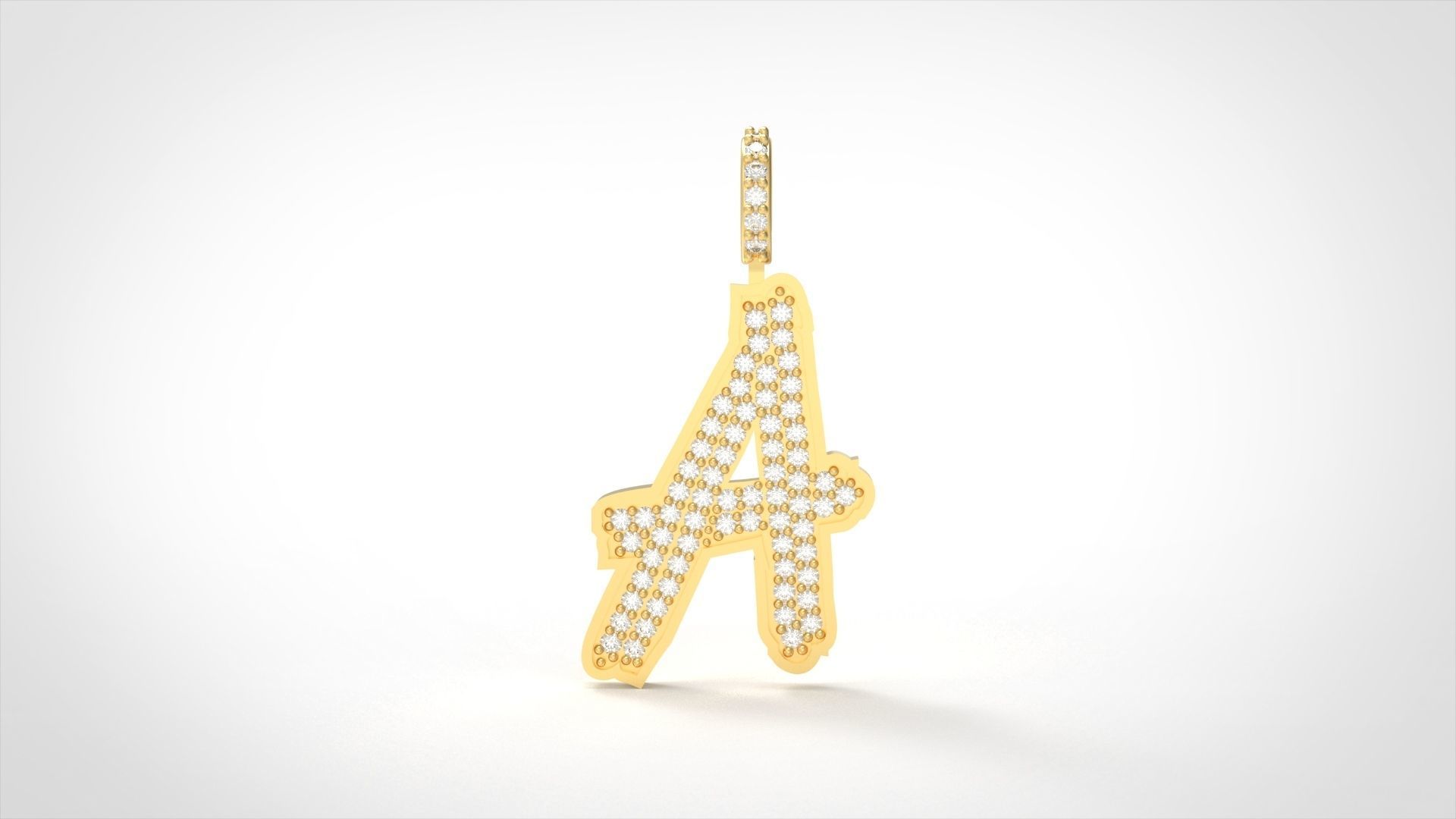 Model 821 Initial A Diamond Letter Pendant 3D print model_2