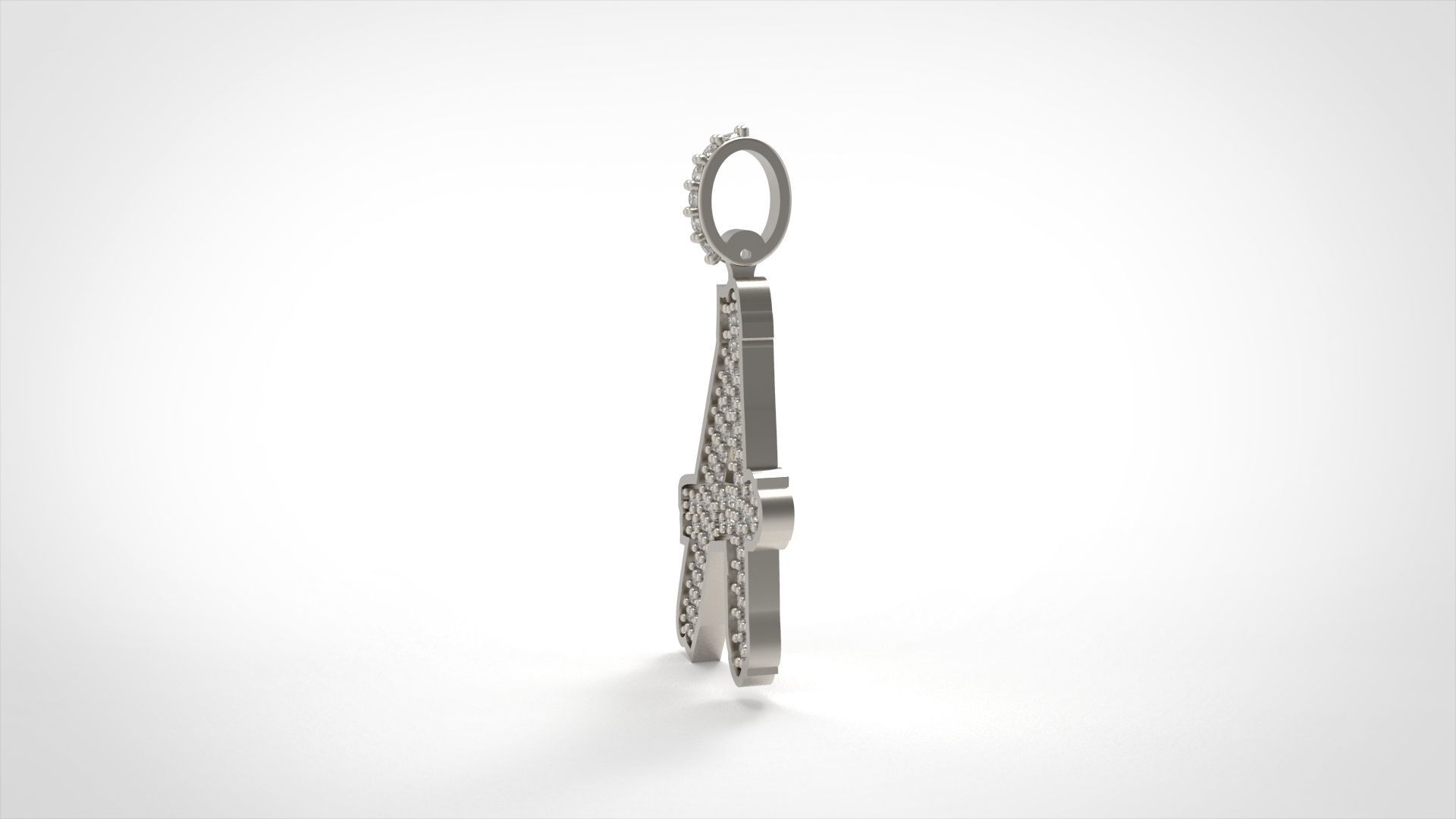 Model 821 Initial A Diamond Letter Pendant 3D print model_4