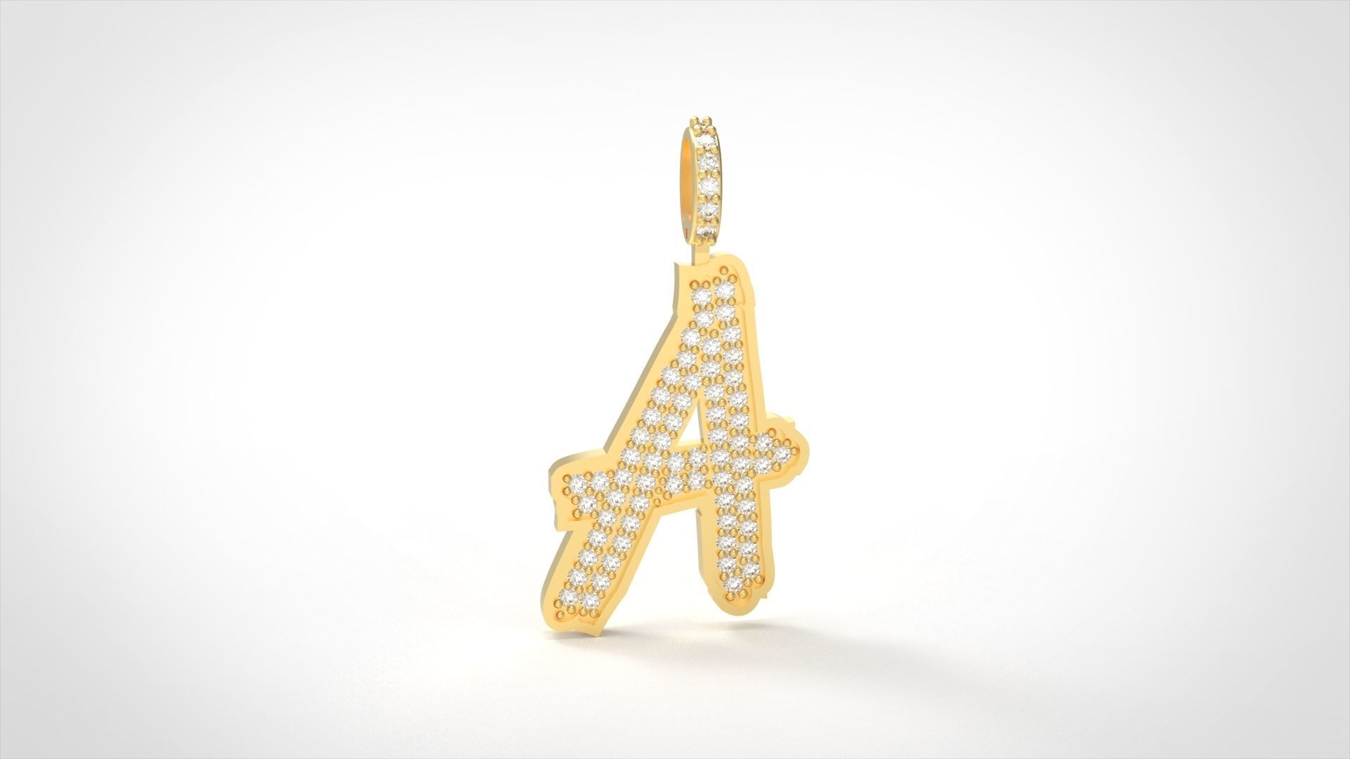 Model 821 Initial A Diamond Letter Pendant 3D print model_1