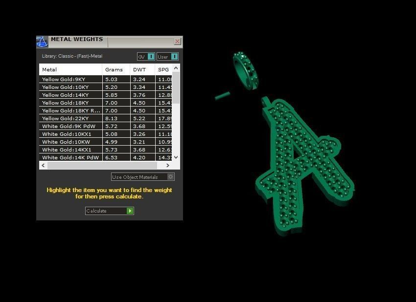 Model 821 Initial A Diamond Letter Pendant 3D print model_11